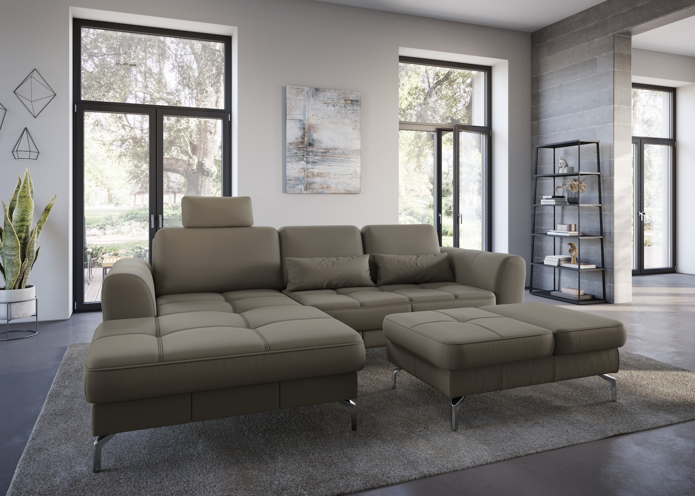 sit&more Ecksofa "Bendigo L-Form" inklusive Sitztiefenverstellung, Bodenfreiheit 15 cm, 2 Fußfarben