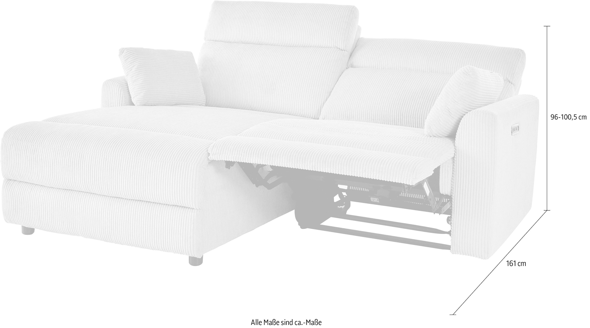 OTTO home Ecksofa »JENNA L-Form,  209cm - OTTO. Verlässliche Qualität.« manuelle o. elektrische Relaxfunktion, USB A/C, weicher Sitz, Cord.