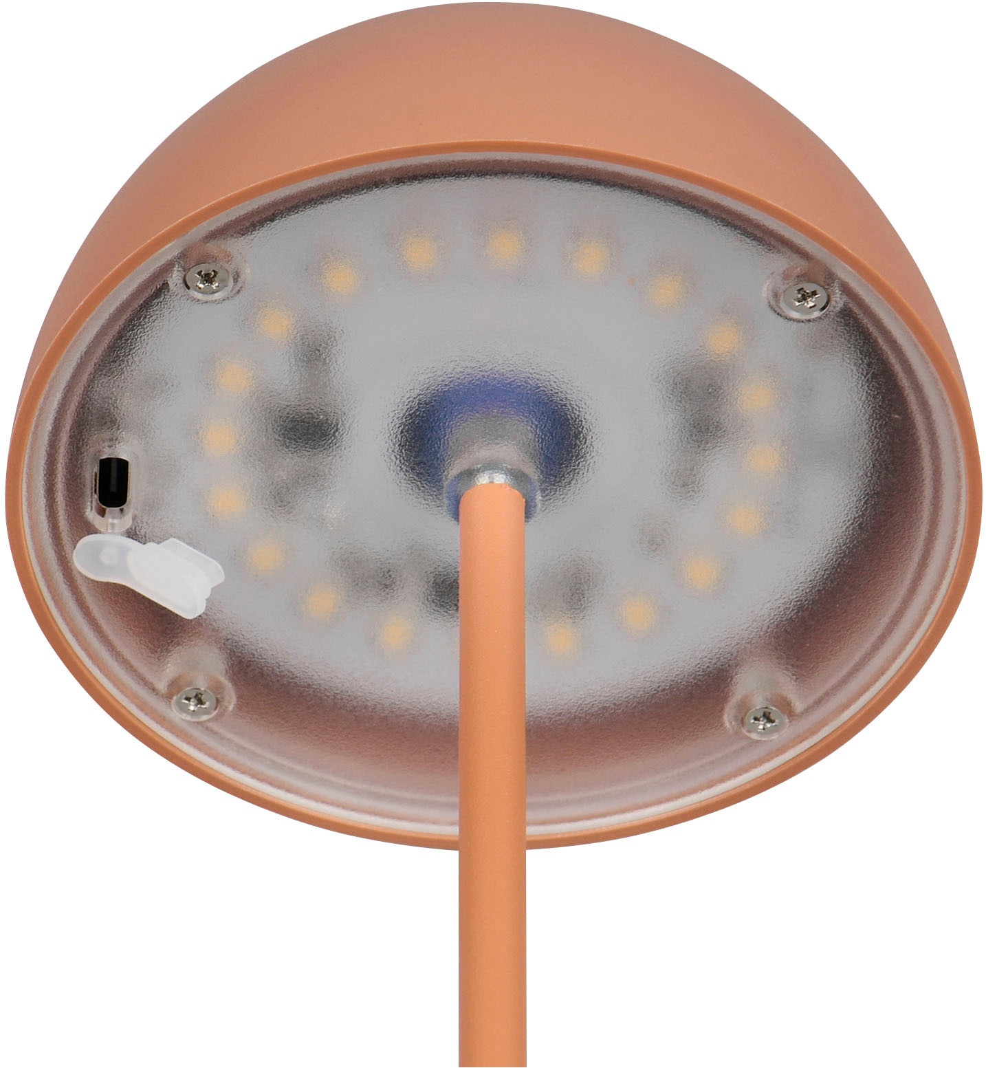 REALITY Leuchten LED Tischleuchte »ORTIZ, Outdoor Akku Tischleuchte in Pilzform, IP44, Touchdimmer USB-C«, 1 flammig, Leuchtmittel LED-Board | LED fest integriert, Memoryfunktion für Dimmstufe, Garten Tischlampe Akku 3h Laufzeit