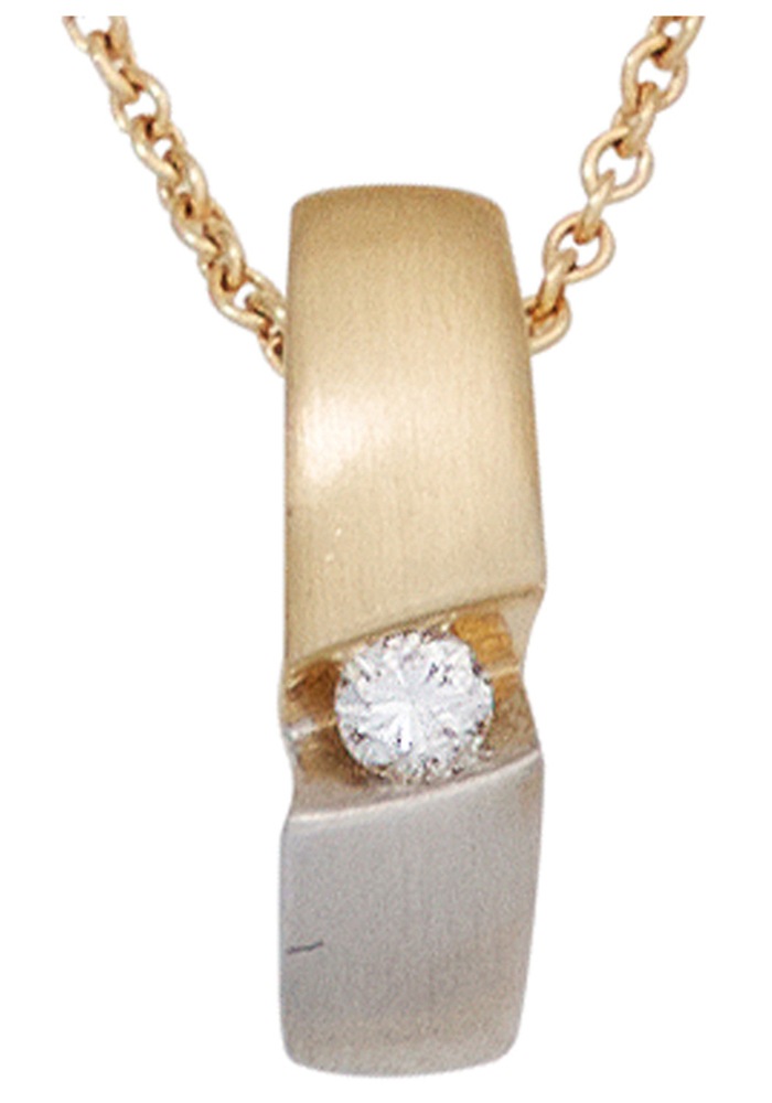 JOBO Kette mit Anhänger, 585 Gold bicolor mit 1 Diamant 43 cm