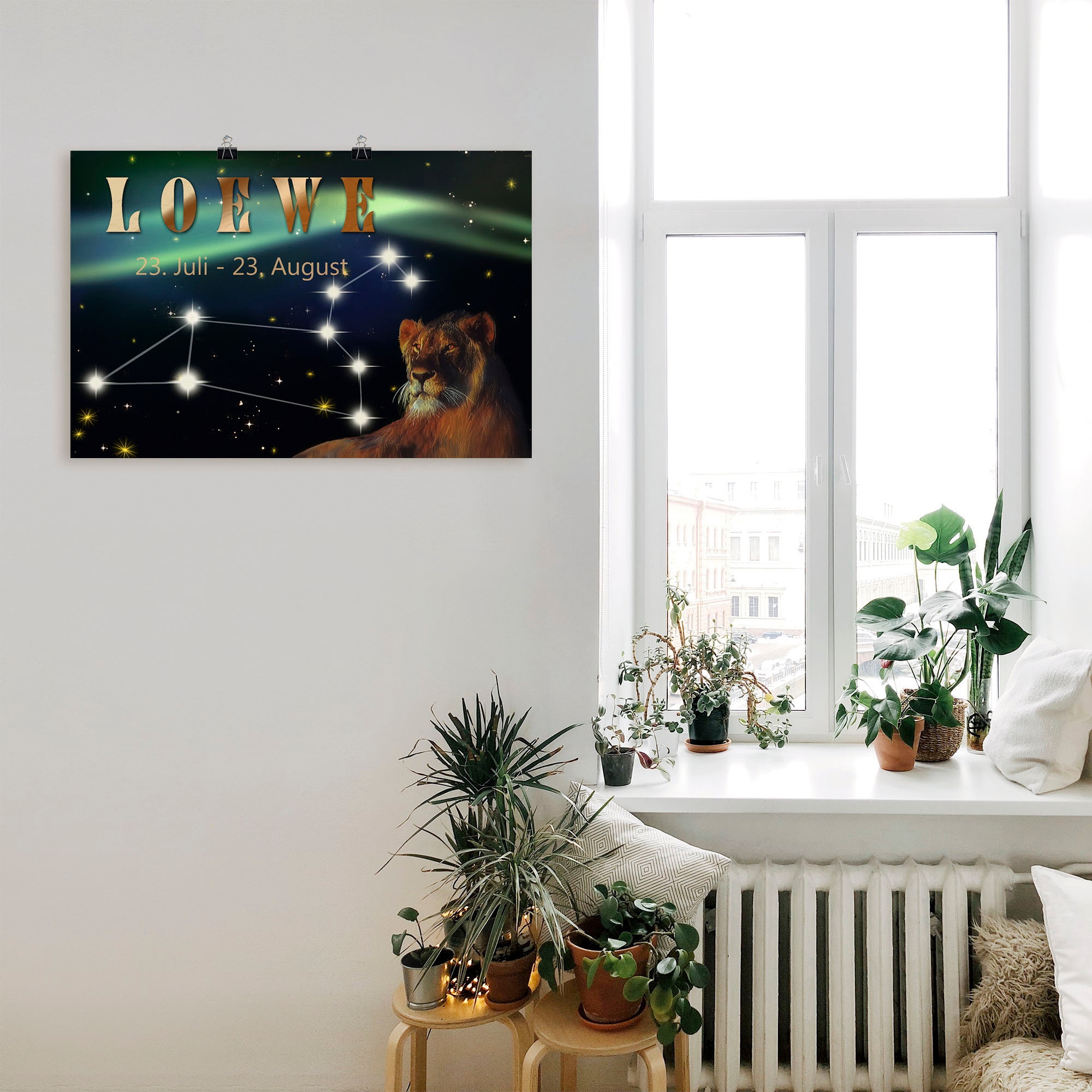 Artland Wandbild »Sternzeichen - Löwe«, Bilder von Sternzeichen, (1 St.), als Leinwandbild, Poster, Wandaufkleber in verschied. Größen