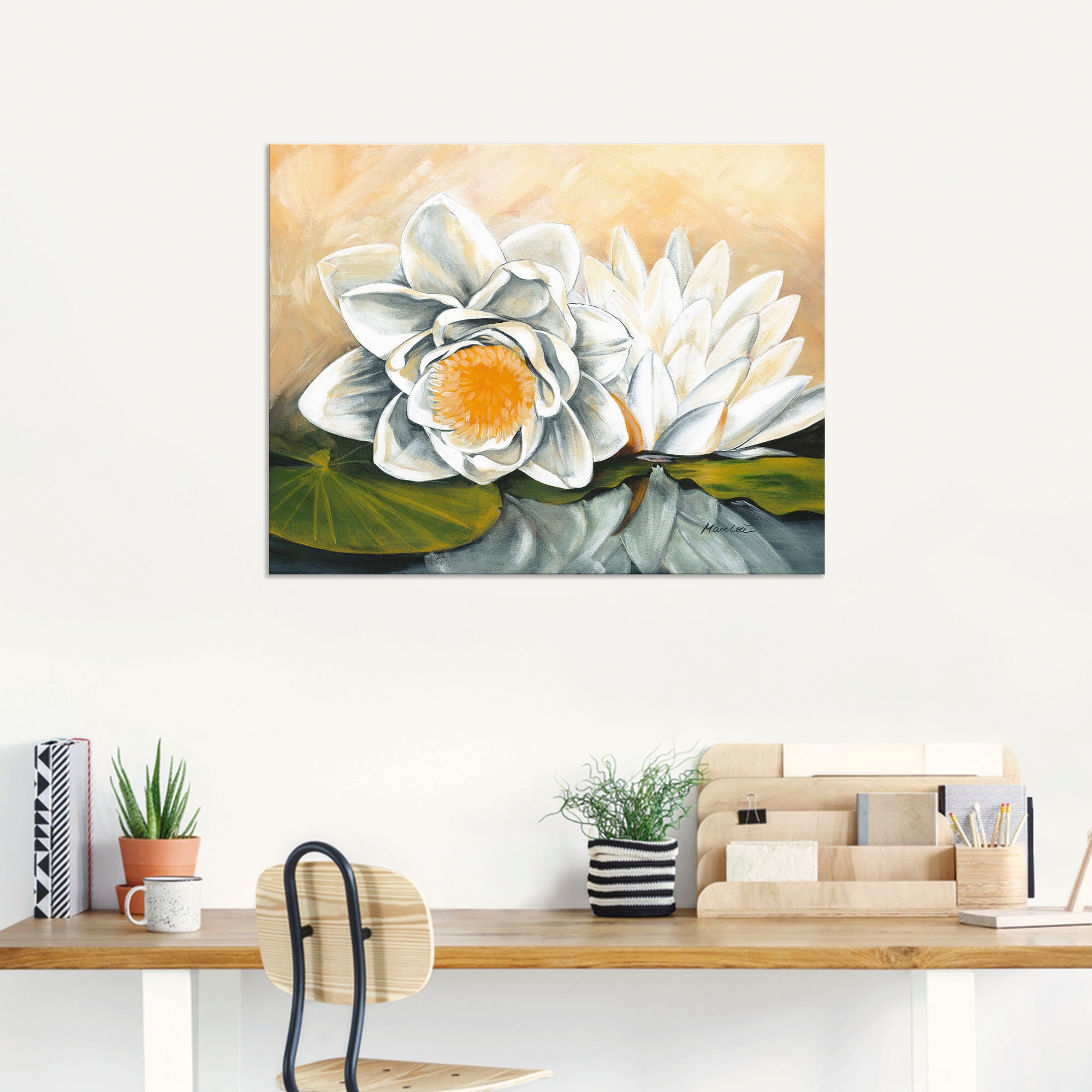 Artland Alu-Dibond-Druck »Seerosen«, Blumen, (1 St.), für Innen- und Außenbereich geeignet, Outdoorbild