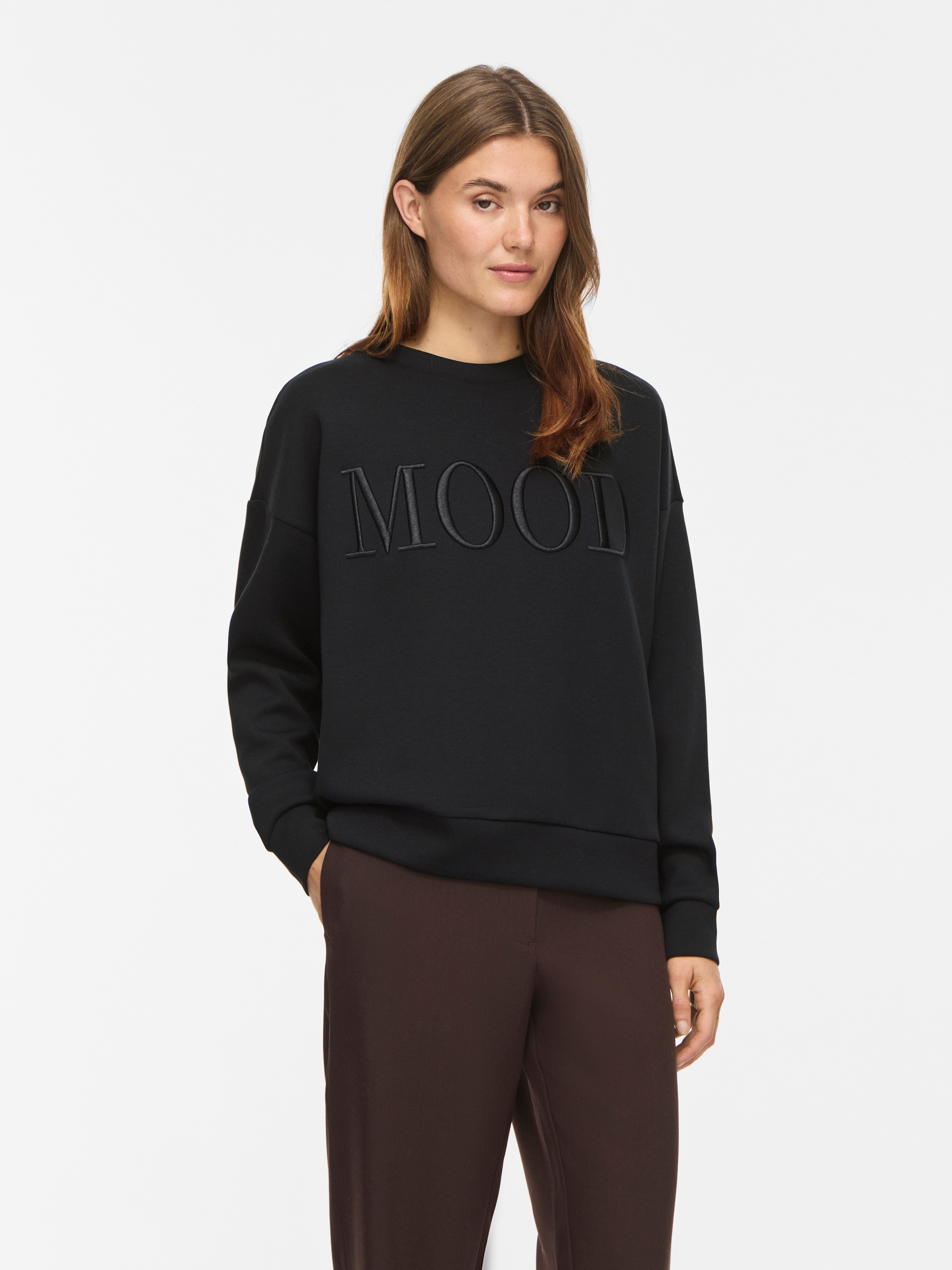 Vila Sweater "VIREFLECT MOOD EMB L/S SWEAT TOP/R/3", Materialmix, loose fit