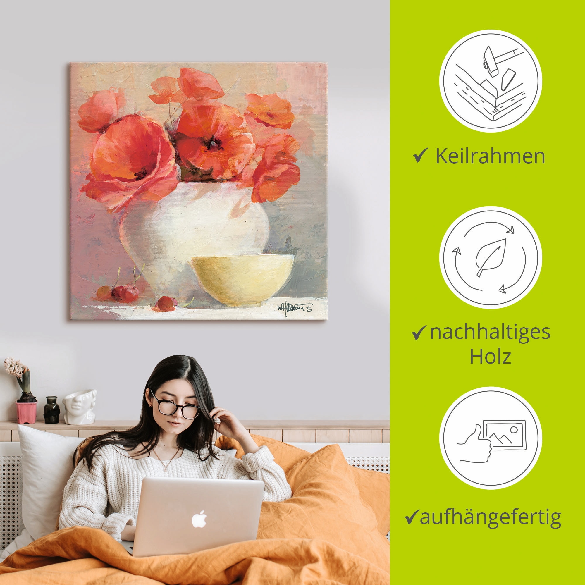 Artland Wandbild »Mohn III«, Blumen, (1 St.), als Leinwandbild, Poster in verschied. Größen