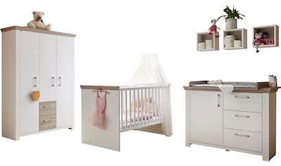 Babyzimmer-Komplettset »Stralsund«, (Set, 3 St., Bett, Wickelkommode, Schrank)