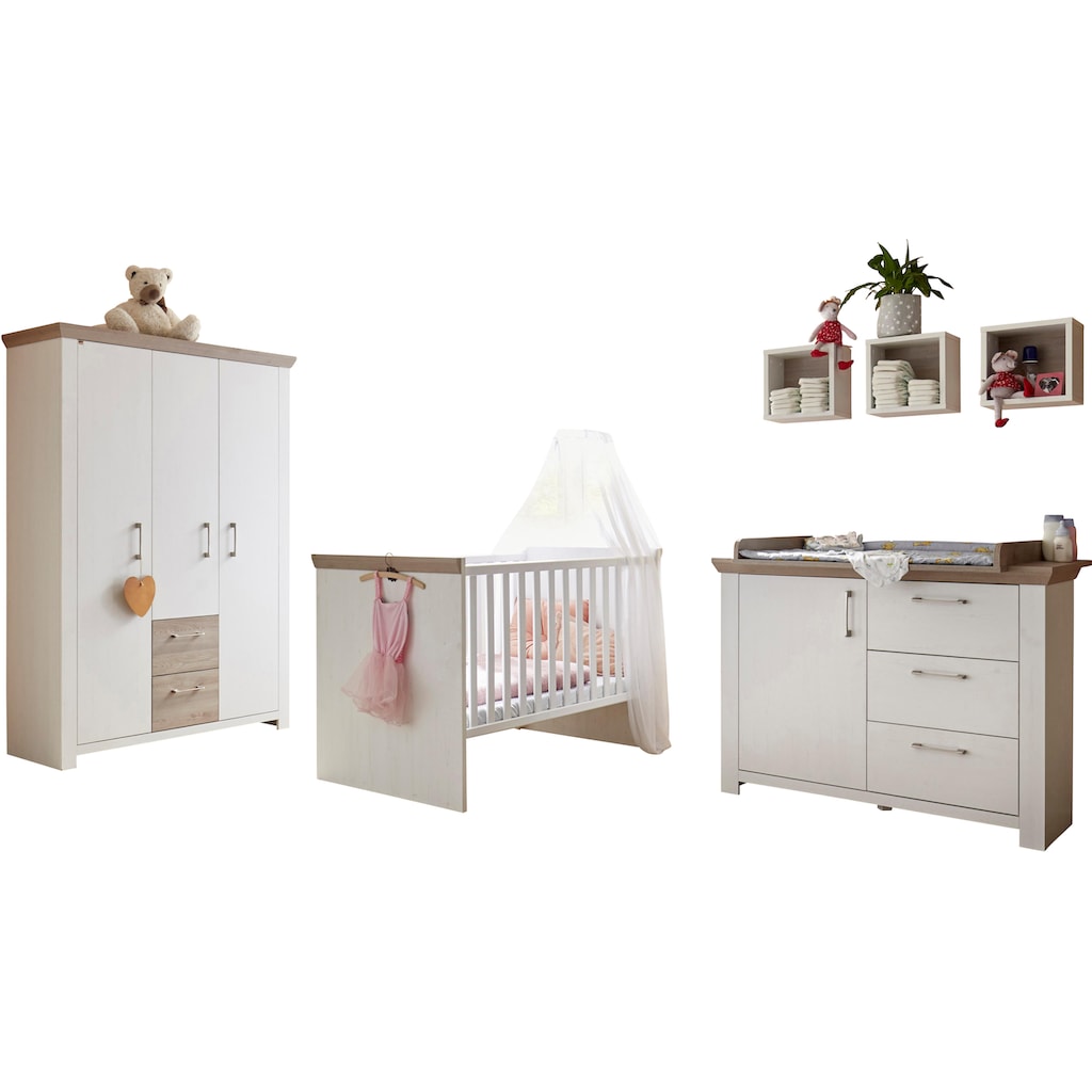 Mäusbacher Babyzimmer-Komplettset »Stralsund«, (Set, 3 St., Bett, Wickelkommode, Schrank)