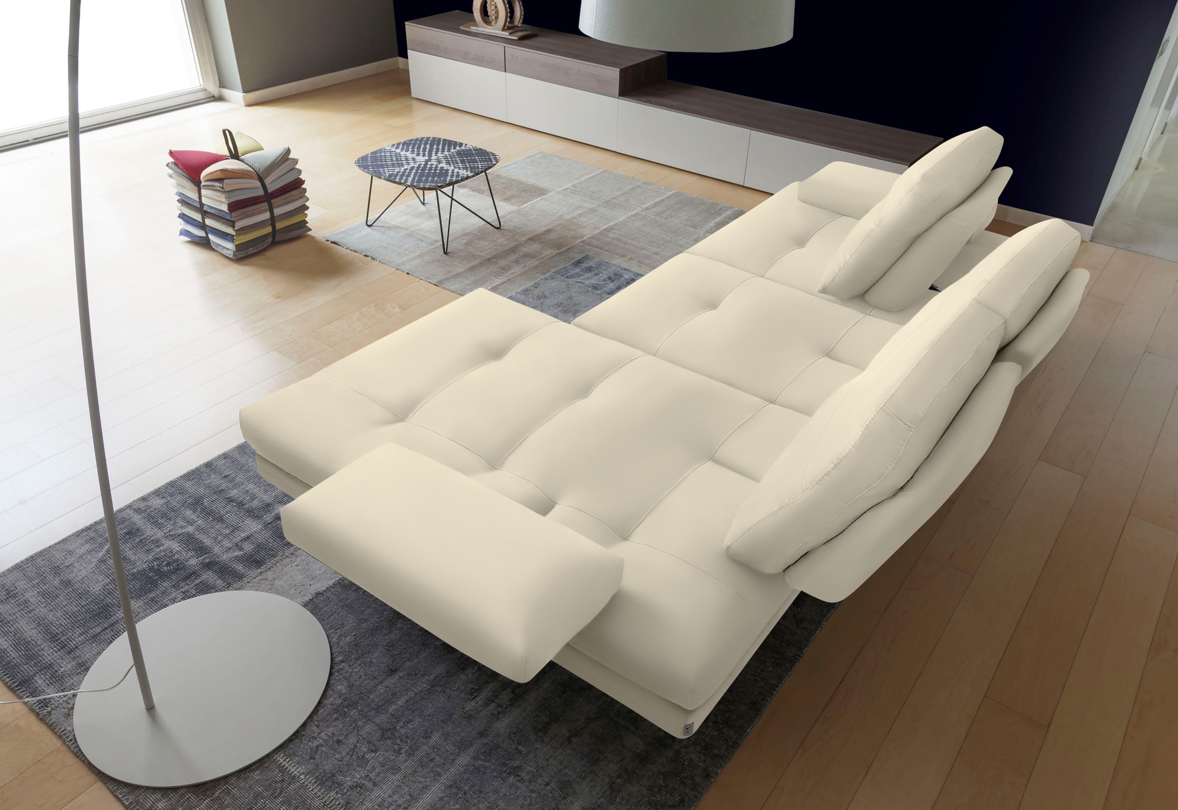 CALIA ITALIA Ecksofa »Toby Wing, L-Form, Designsofa mit sensationellem Sitzkomfort«, inklusive Sitztiefenverstellung, Füße in chrom glänzend