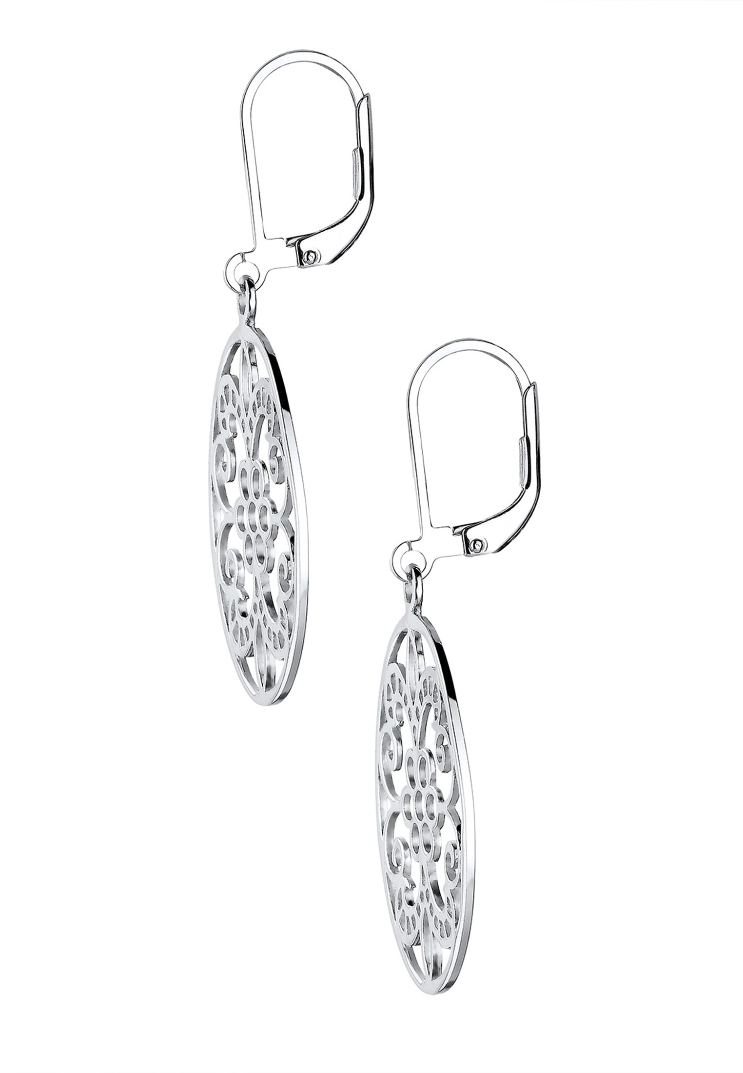 ELLI Boucles d'oreilles Ornement Fleur Oriental Oval Argent 2