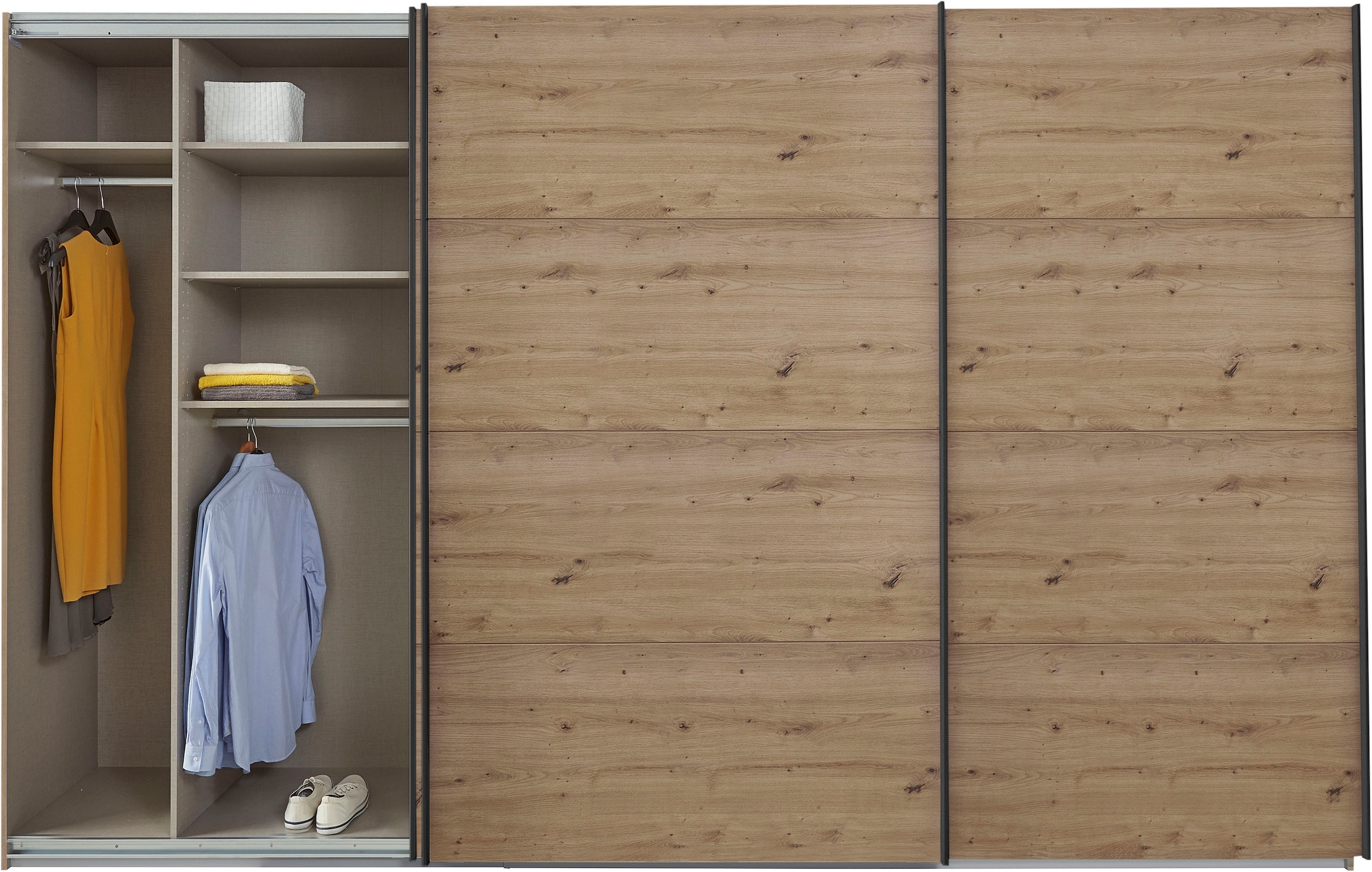 rauch Schwebetürenschrank »Kleiderschrank Schrank Garderobe TOPSELLER OTELI inkl. Inneneinteilung«, mit 3 Innenschubladen sowie zusätzlichen Einlegeböden MADE IN GERMANY