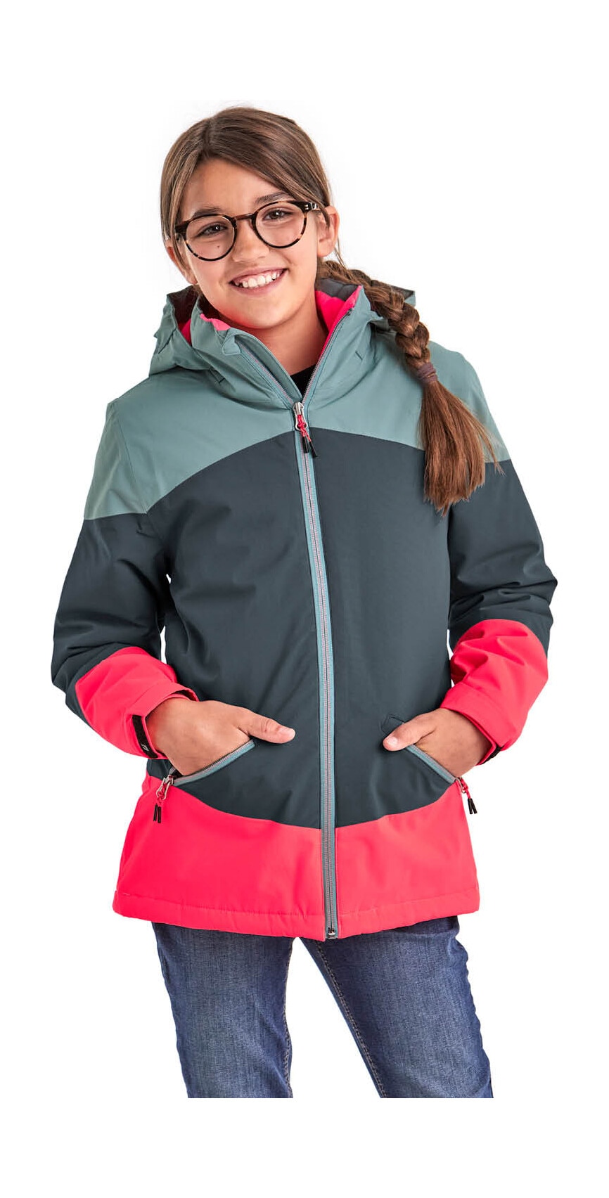 Killtec Outdoorjacke "KOW 195 GRLS JCKT" Wasserdichte Winterjacke mit Colourblock, verstellbaren Details