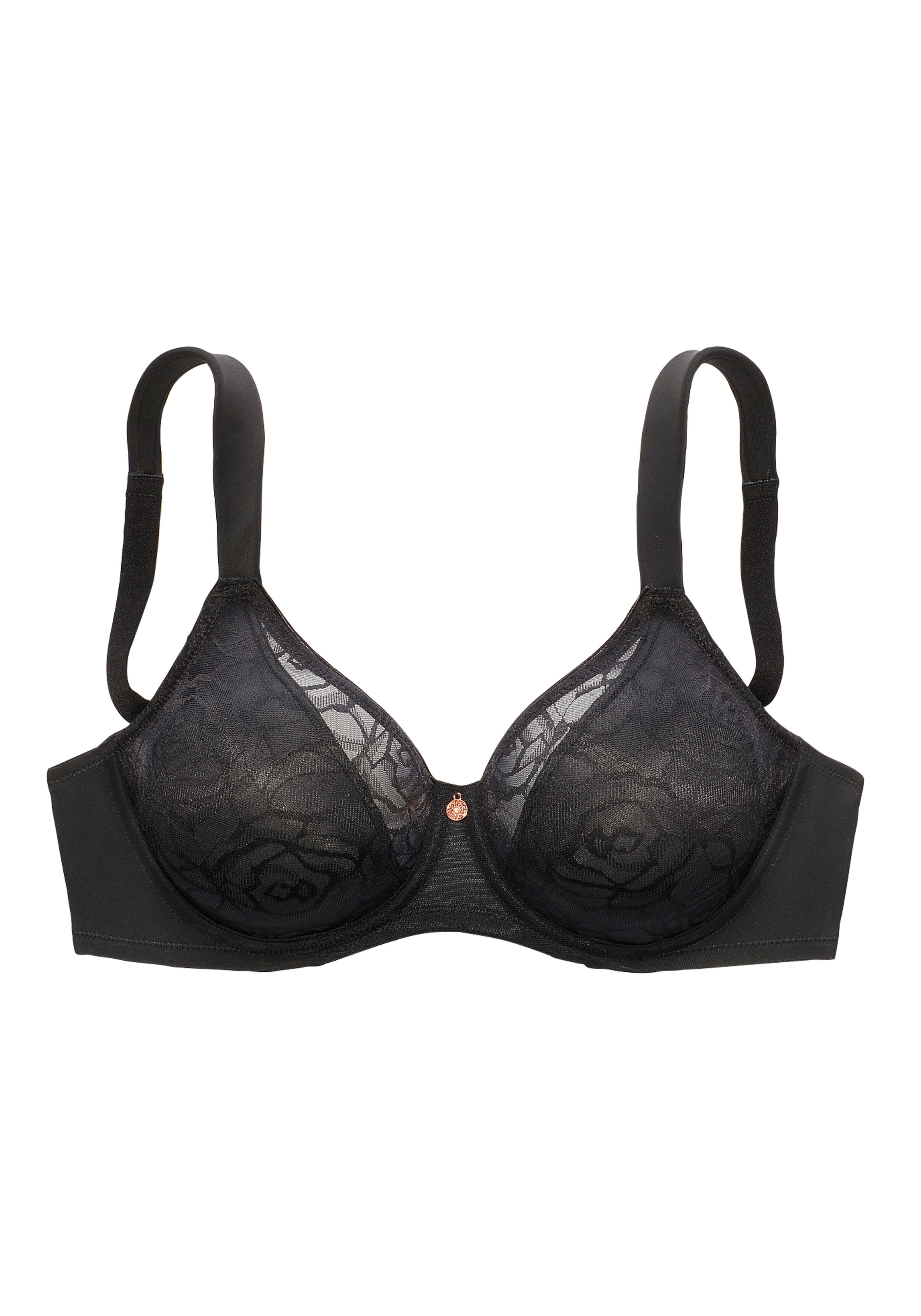 Damen Minimizer-BH "BH mit Bügel", NUANCE BY LASCANA, Gr. 105, schwarz, Microtouch, Obermaterial: 85% Polyamid, 15% Elasthan, BHs, mit breiten