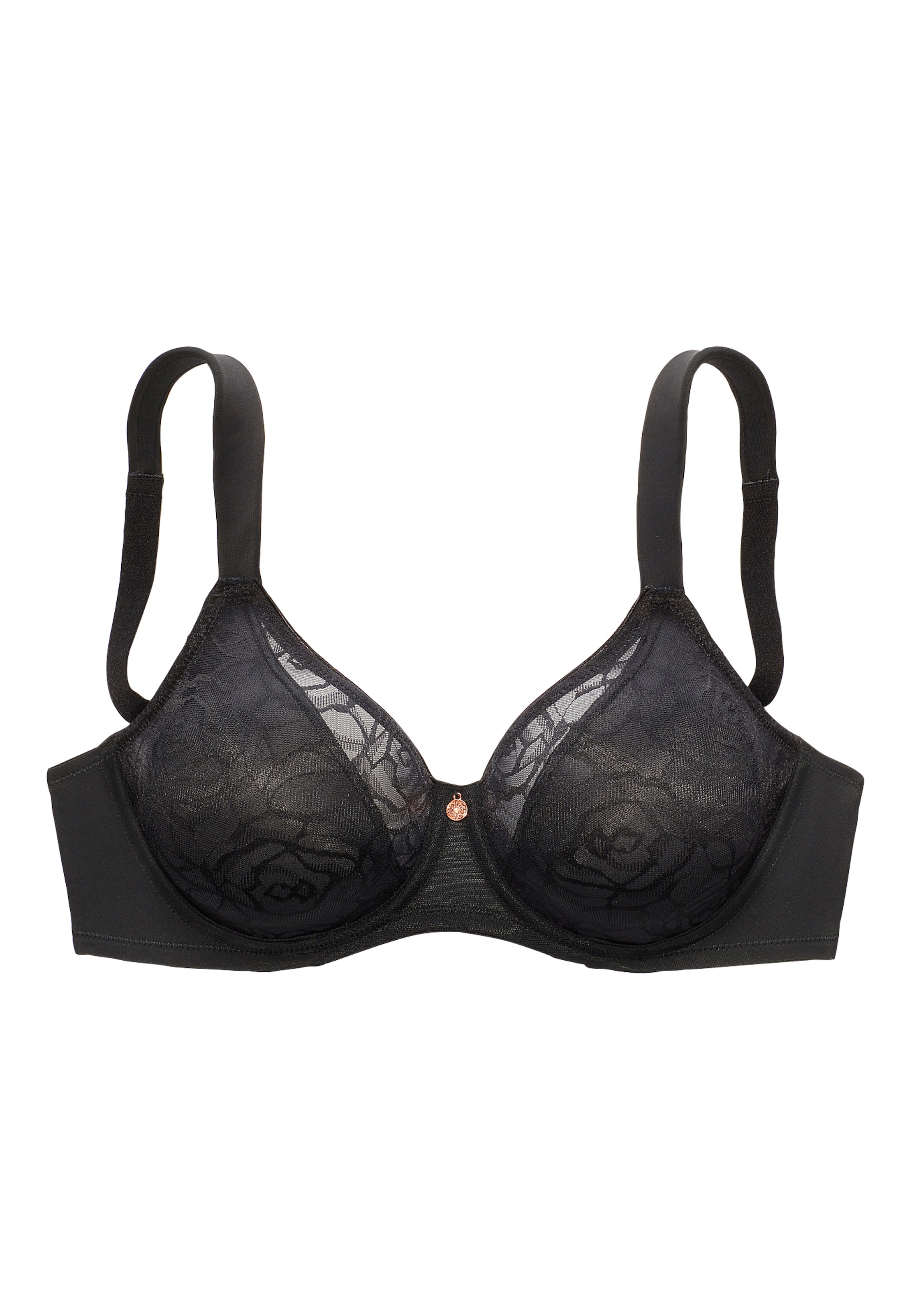 NUANCE Damen Minimizer-BH, Gr. 105, schwarz, Microtouch, Obermaterial: 85% Polyamid, 15% Elasthan, BHs, mit Bügel und leicht wattierten Trägern