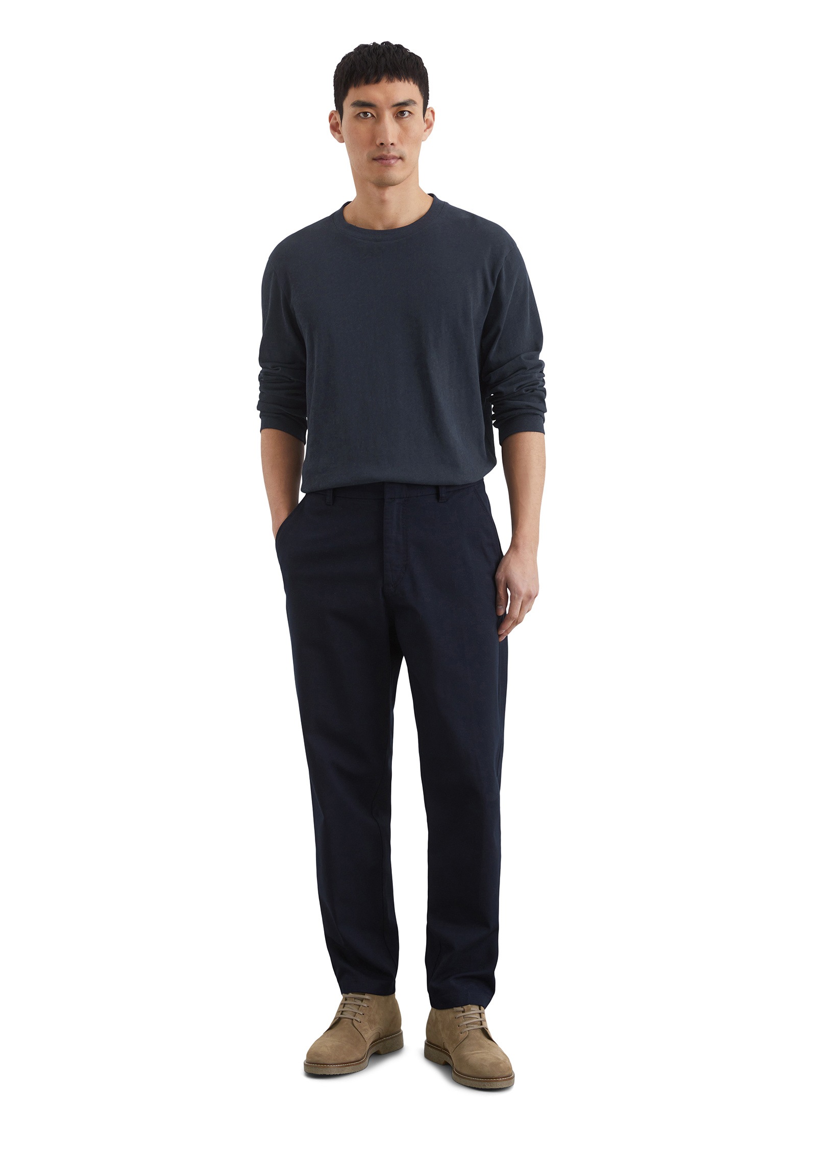 Marc O'Polo Langarmshirt »aus Bio-Baumwoll-Leinen-Mix«