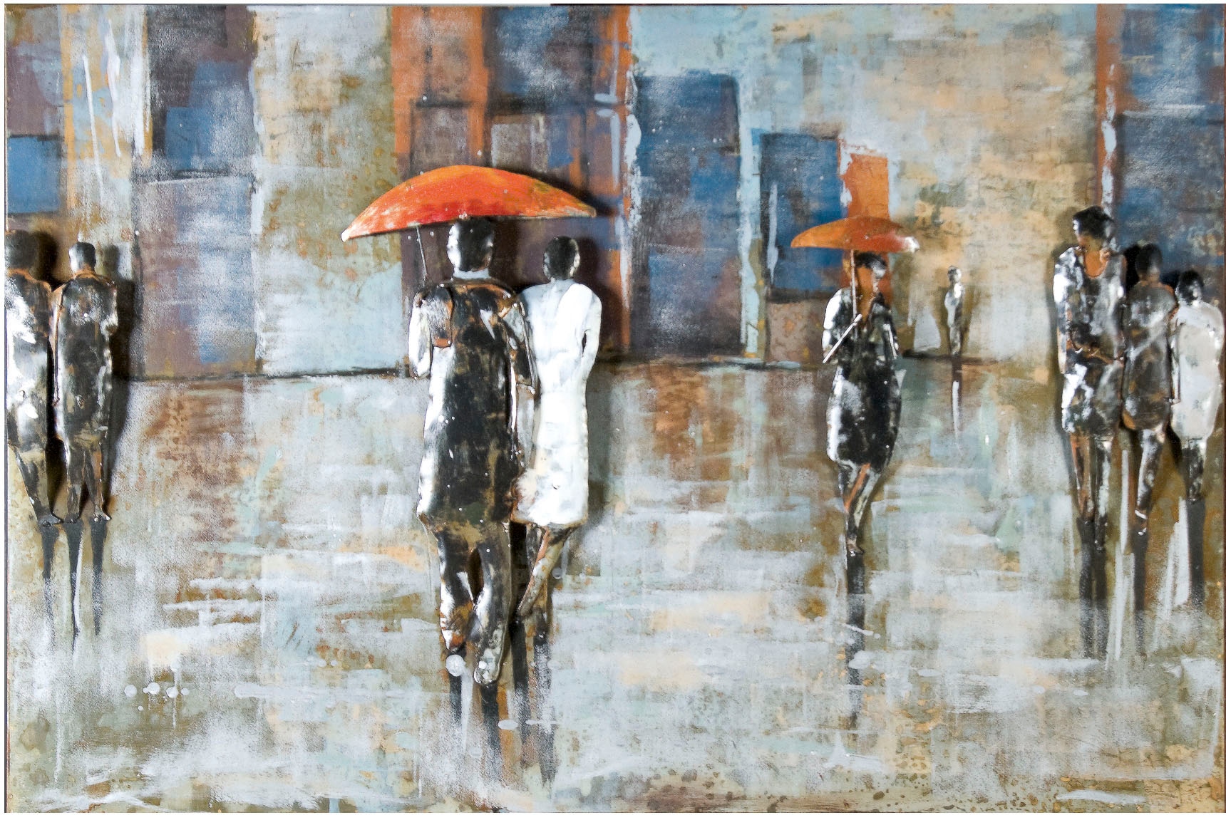 GILDE GALLERY Metallbild "Kunstobjekt Rainy Day", Menschen, (1 St.)