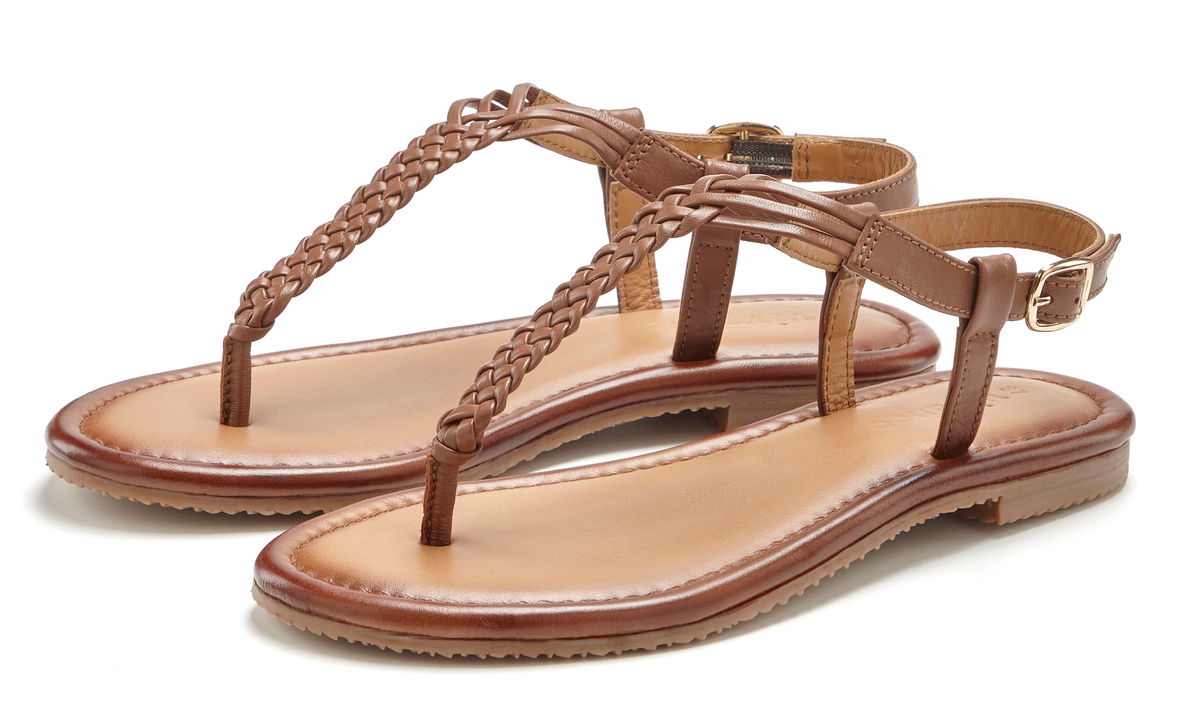 Vivance Zehentrenner  Sandalette, Sommerschuh,Sandale aus Leder mit Flecht-Optik