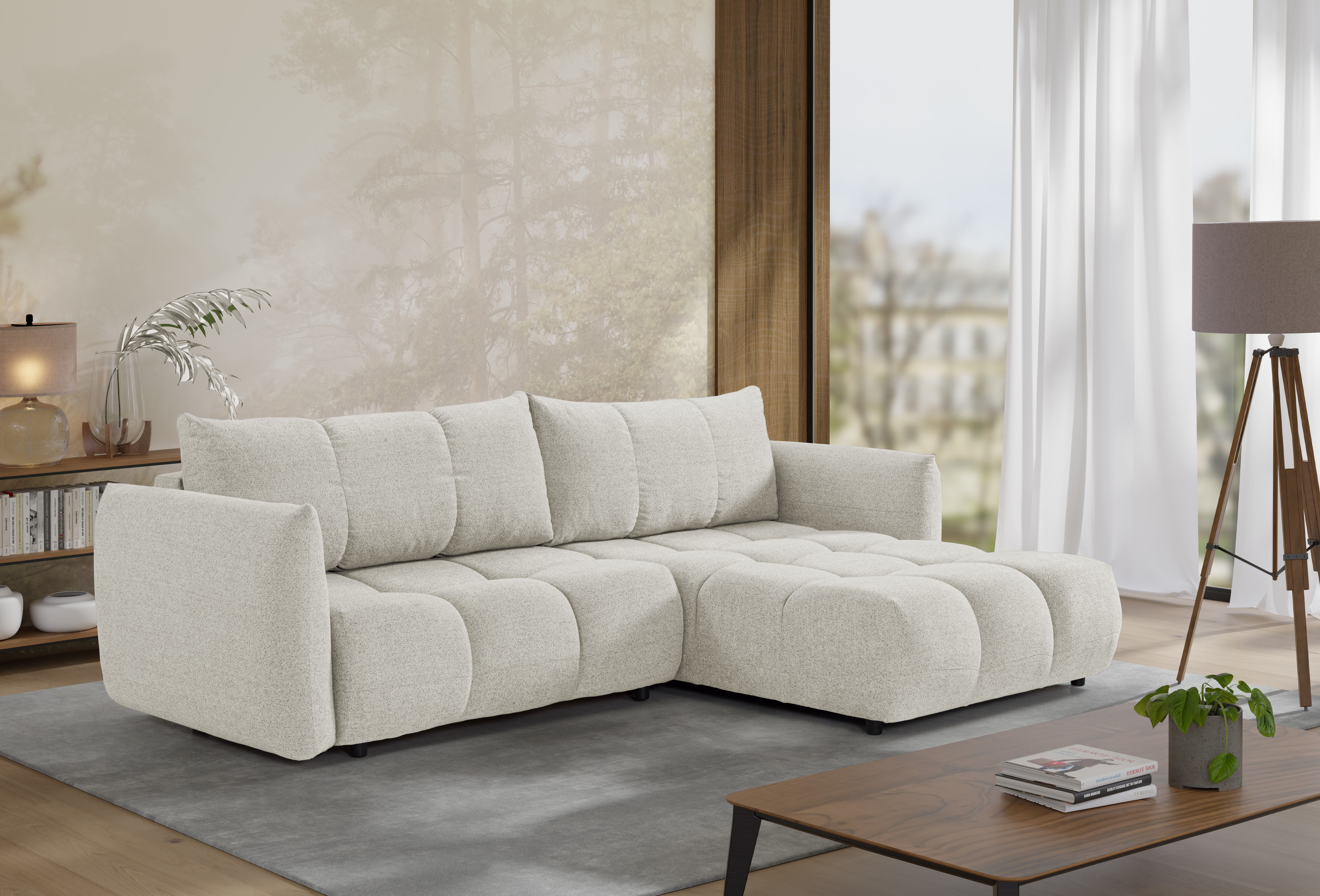 exxpo - sofa fashion Ecksofa "Livonia, B/T: 260/187, modern & praktisch für kleine Räume" Mit Bettfunktion & Bettkasten,hoher Sitzkomfort,inkl. Steppung, L-Form