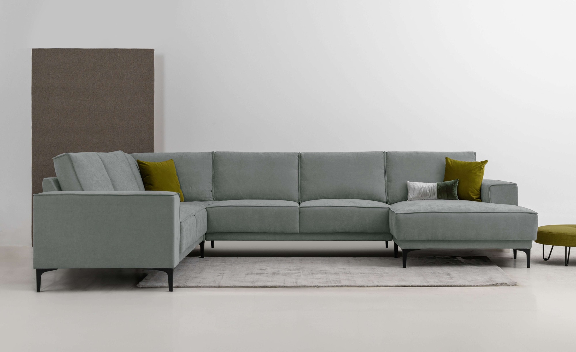 OTTO home Wohnlandschaft "OLAND Struktur fein U-Form, XXL, B: 342 cm, Skandi-Design" Skandi-Design in Struktur, Flachgewebe, Luxus-Microfaser, Boucle