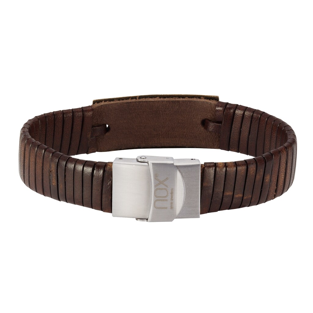 NOX Armband »Leder braun Edelstahl kupferfarben«