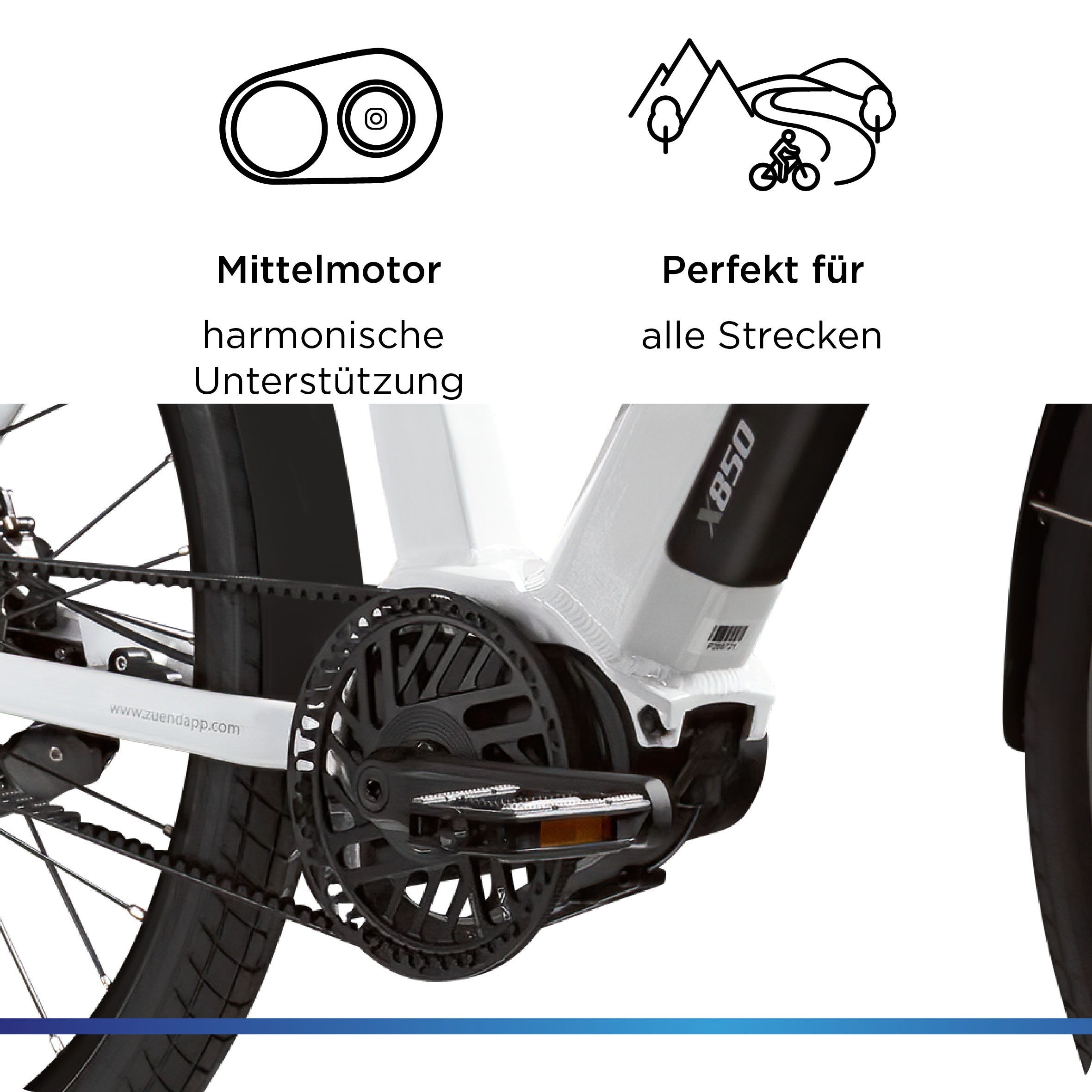 Zündapp E-Bike »X850«, 7 Gang, Mittelmotor 250 W