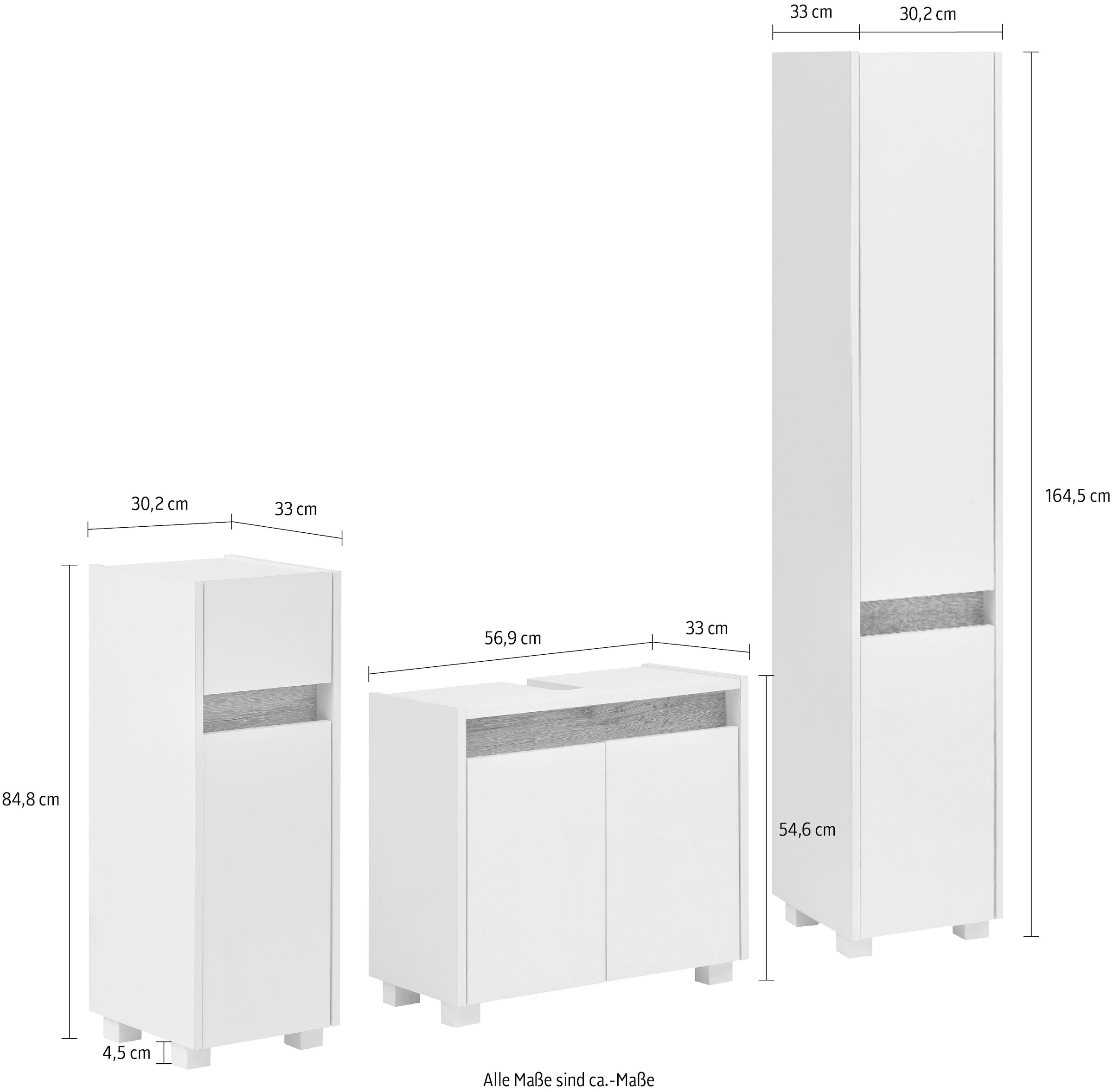 Hochschrank Schildmeyer | St.), und (Set, Unterschrank, BAUR aus bestellen 3 Badmöbel-Set Waschbeckenunterschrank »Cosmo«,