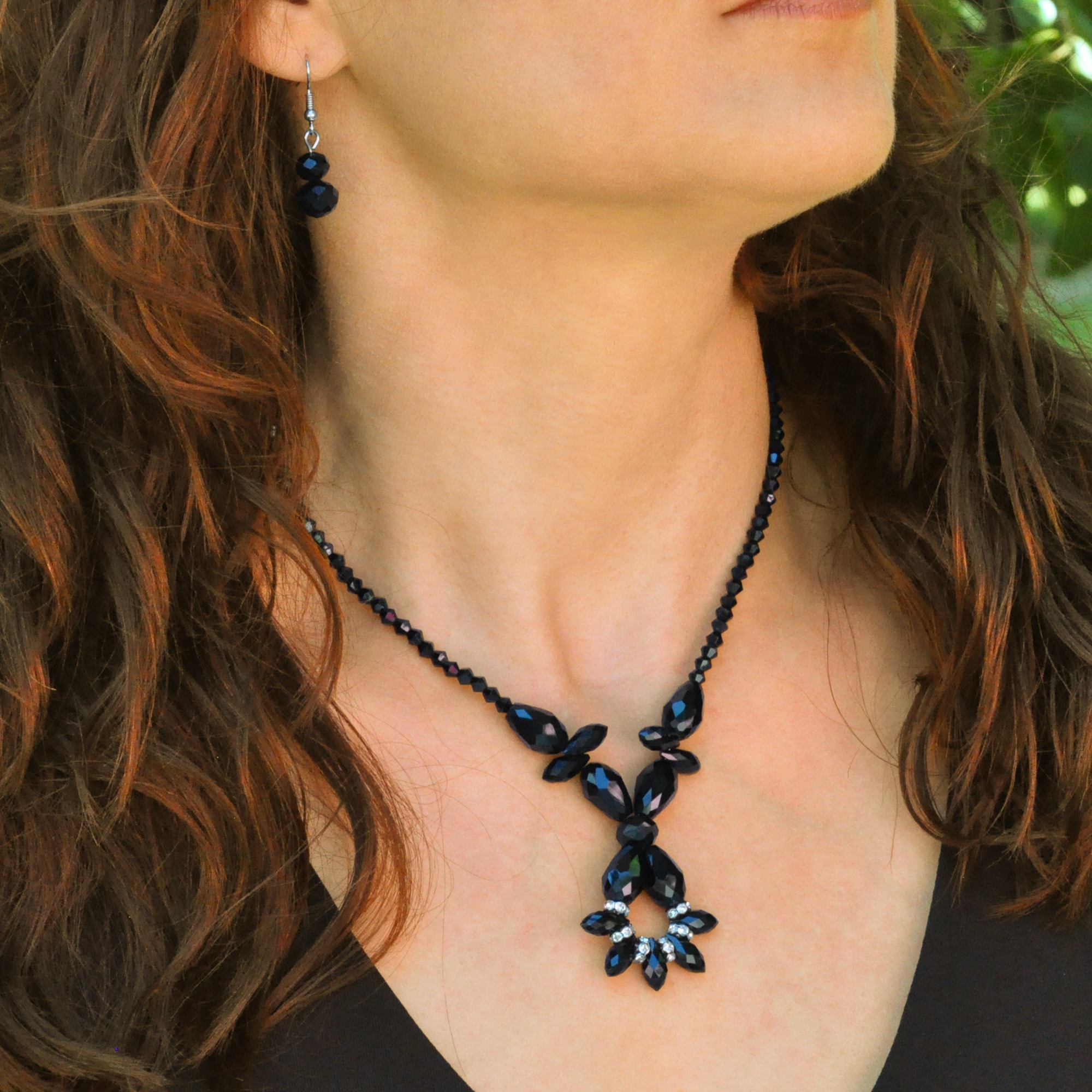 Steuer Paar Ohrhänger »Messing geschwärzt Glasstein Schwarz«