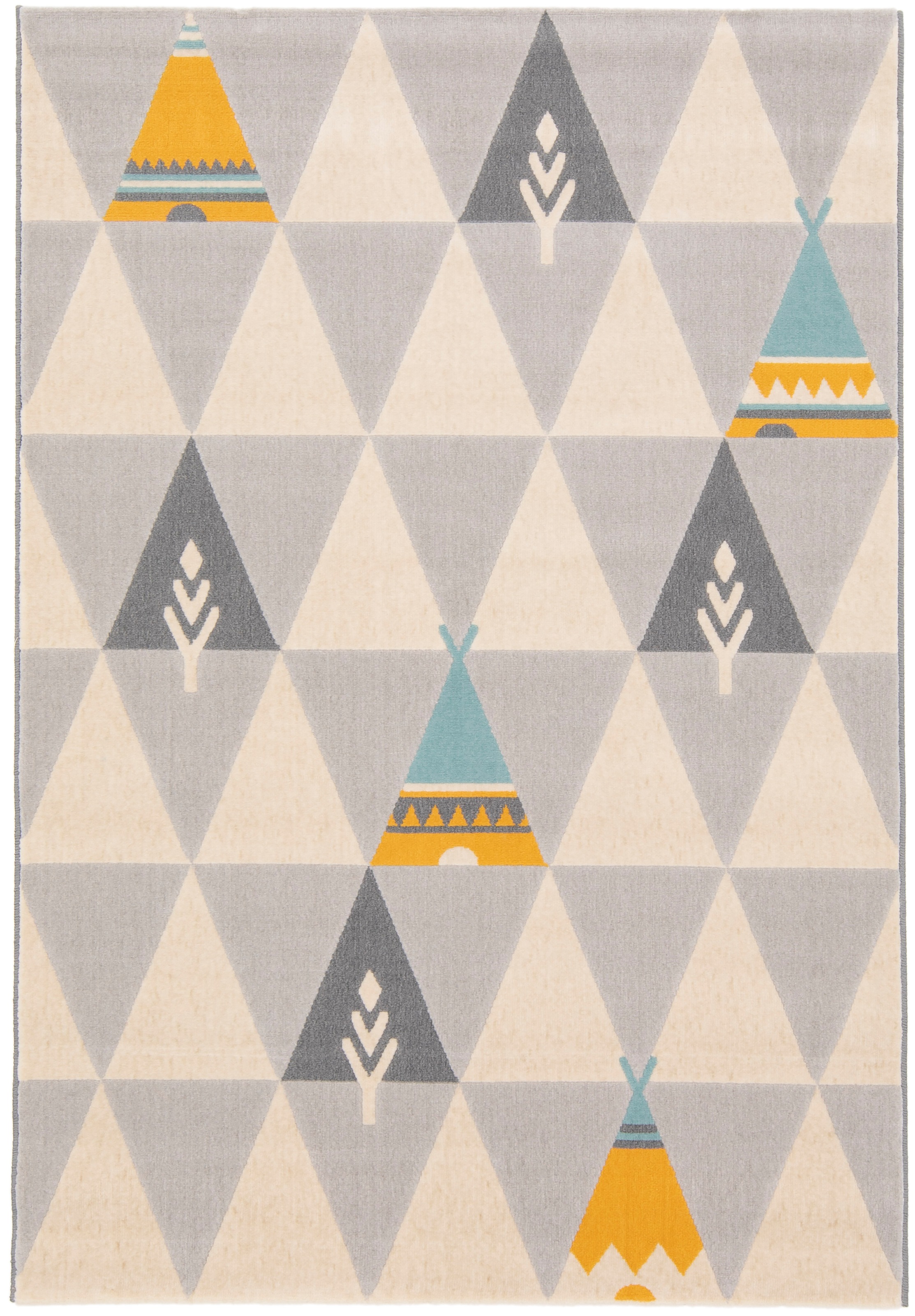 Primaflor-Ideen in Textil Kinderteppich »COCOON - Tippitraum«, rechteckig, 6 mm Höhe, Kurzflor, Motiv Dreiecke