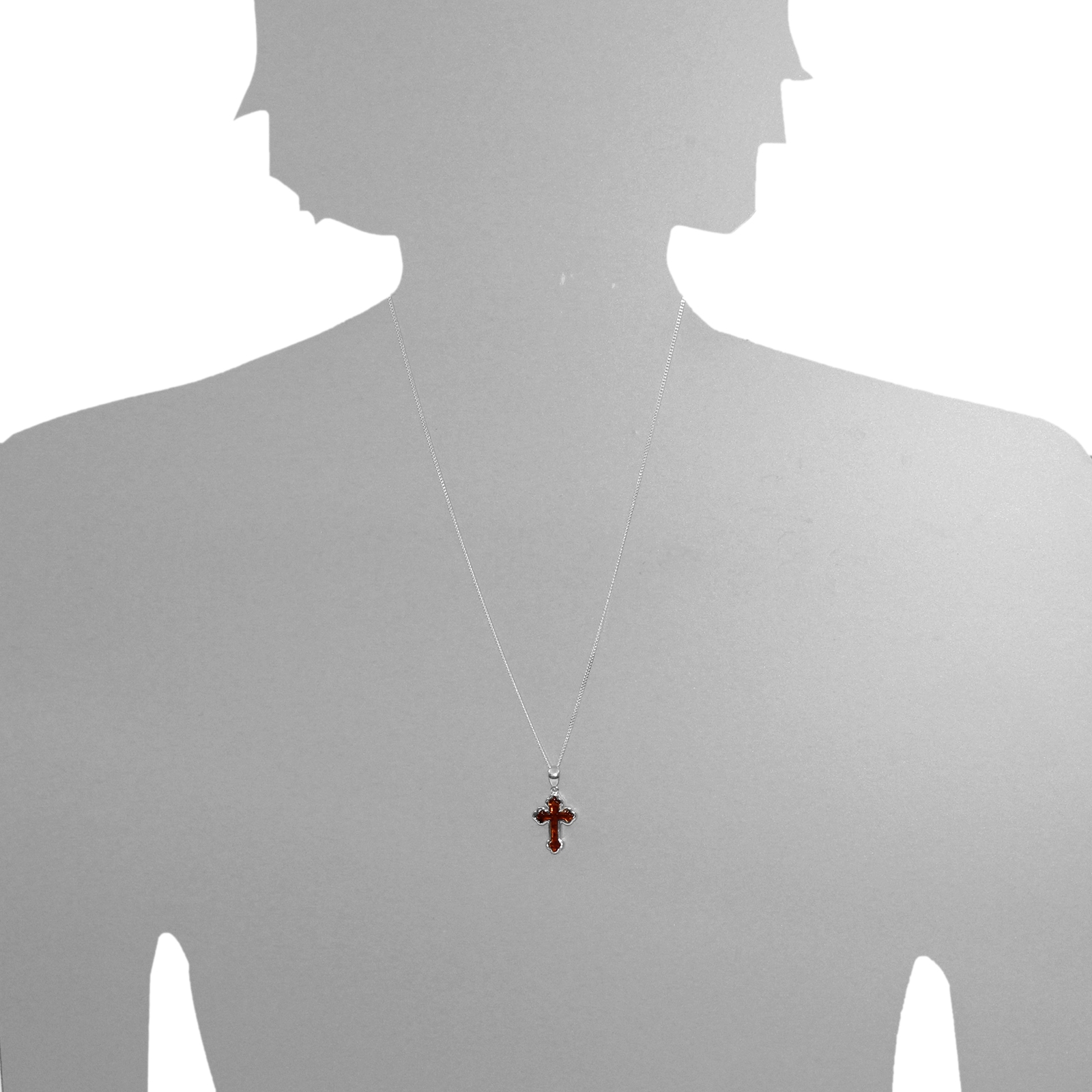 OSTSEE-SCHMUCK Kette mit Anhänger »Ostsee-Schmuck Kette mit Anhänger Kreuz 20x15 mm«, (2 tlg.)