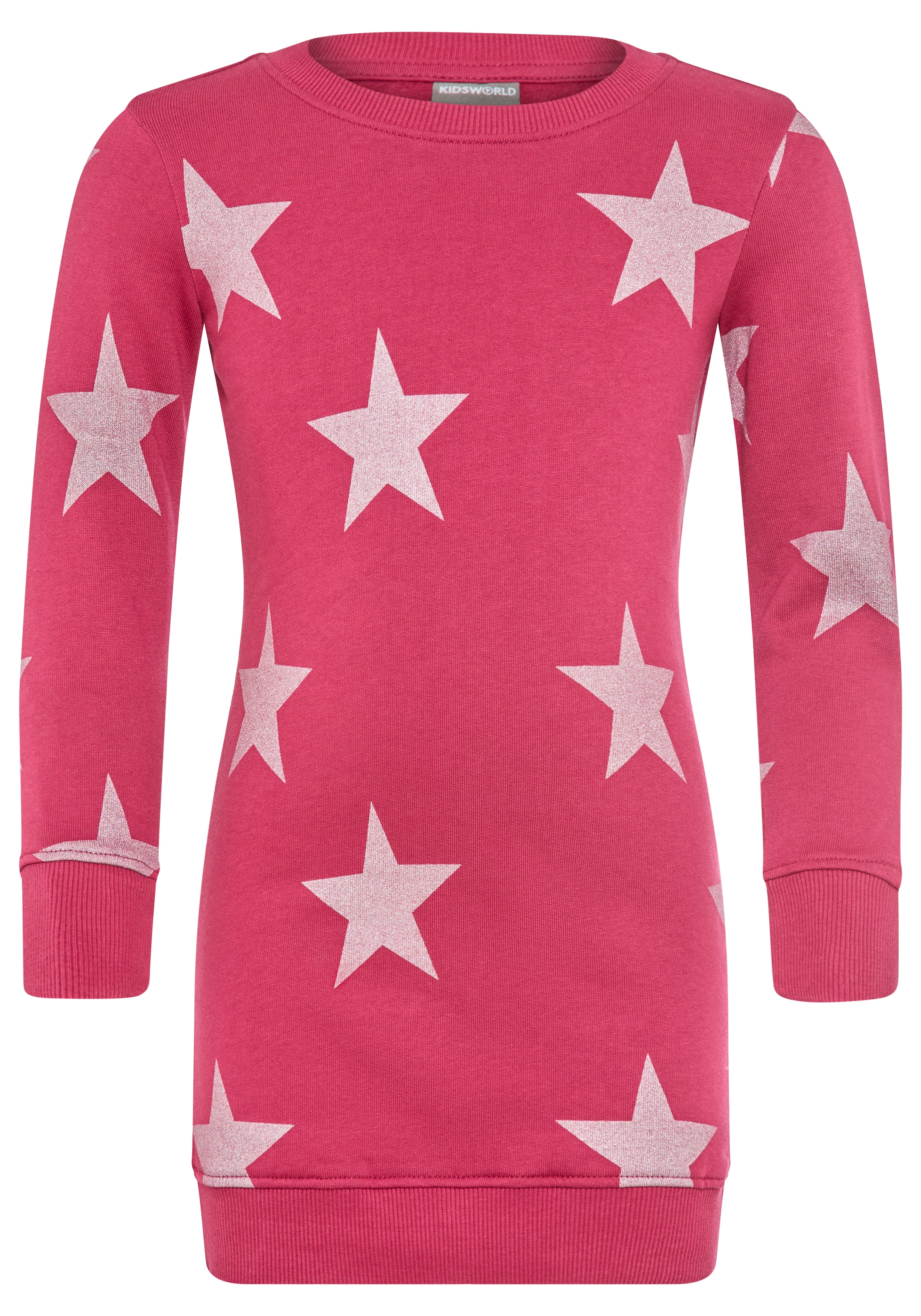 KIDSWORLD Sweatkleid »Sterne-Allover Kleid für kleine Mädchen«, Sweatkleid mit Glitzerdruck
