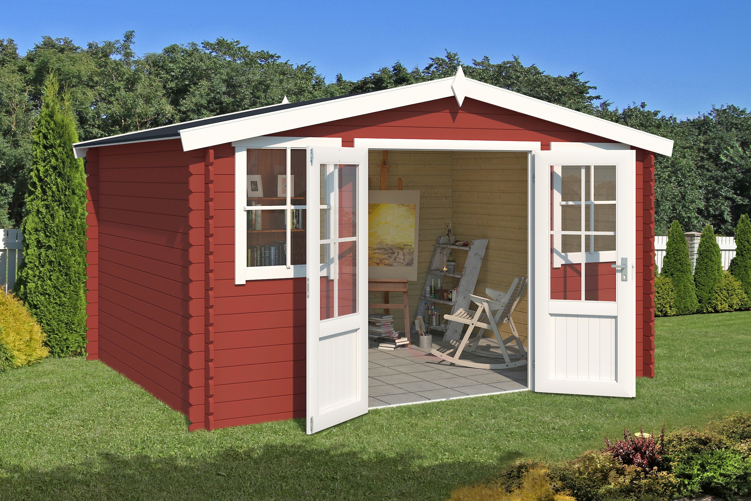 LASITA MAJA Gartenhaus "Dallas" Blockbohlenhaus 28mm