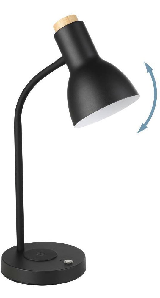 EGLO Tischleuchte »VERADAL-QI«, 1 flammig, Leuchtmittel LED-Modul | LED fest integriert, Nachttischlampe mit QI-Ladefunktion, Touch, dimmbar, Holz und Metall