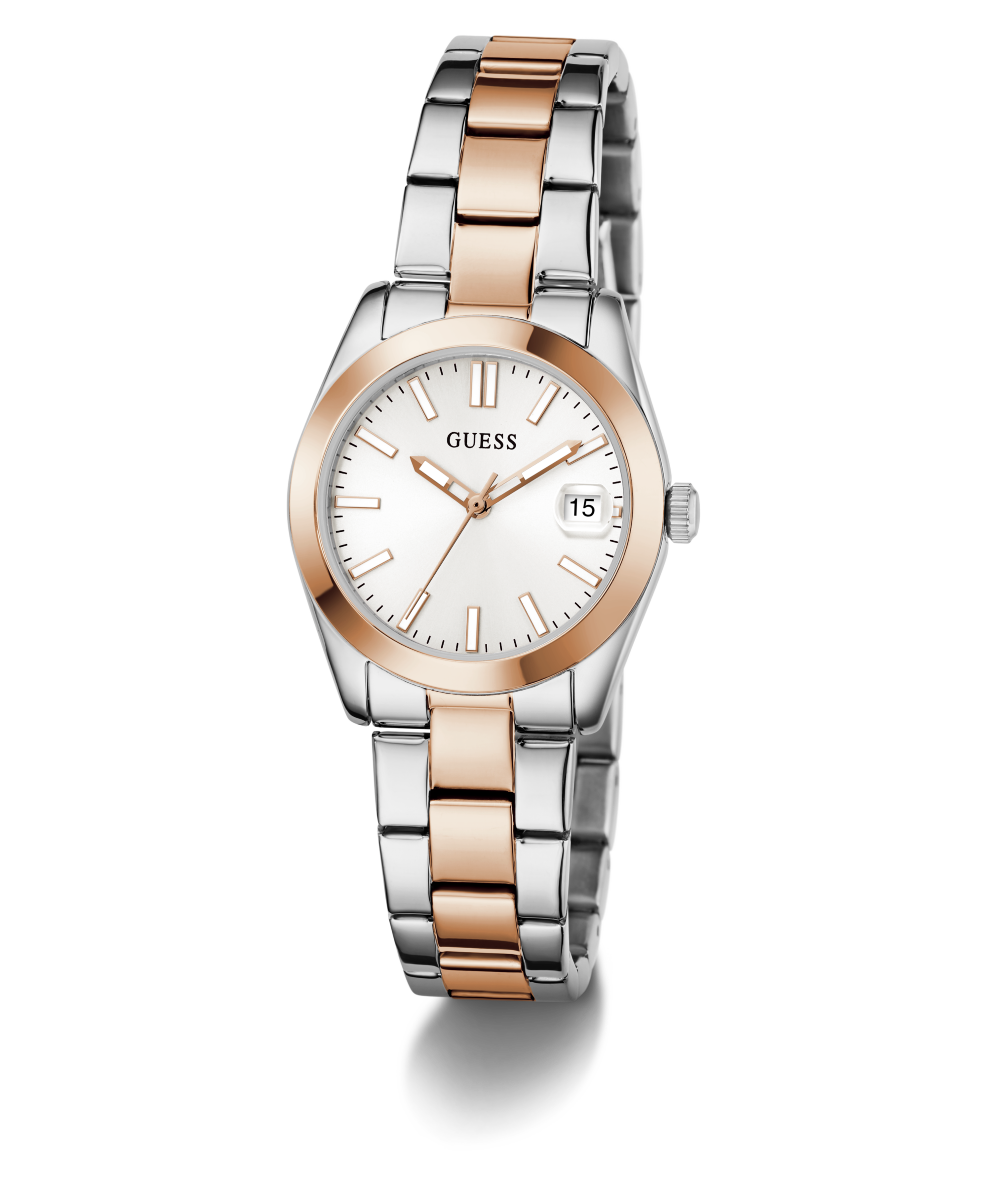 Guess Quarzuhr »ALICE« Armbanduhr, Damenuhr, Edelstahlarmband, Datum, Kristallglas