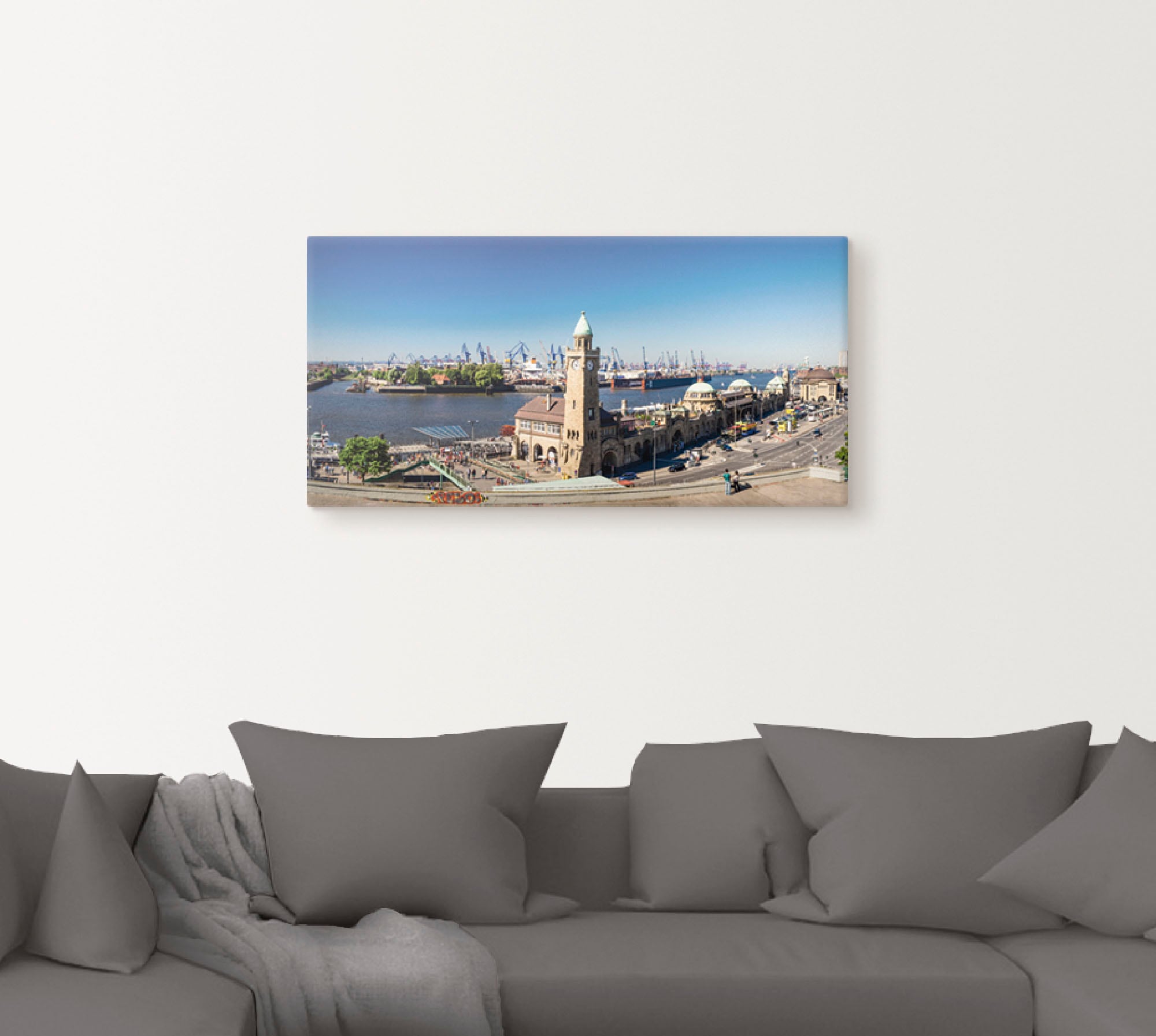 Artland Wandbild »Hamburg St. Pauli Landungsbrücken«, Deutschland, (1 St.), als Leinwandbild, Poster in verschied. Größen
