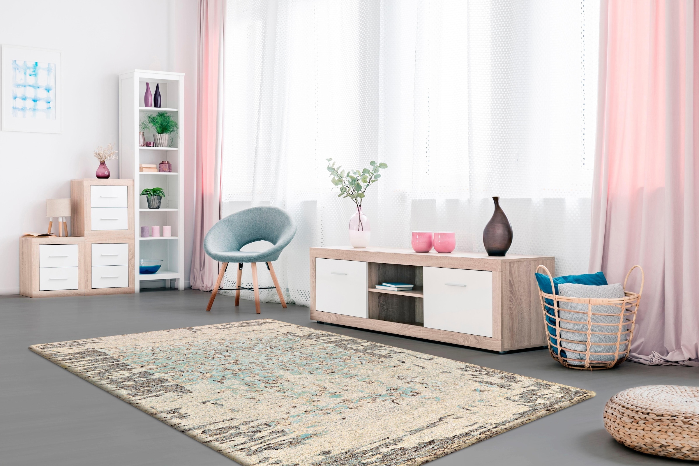 calo-deluxe Teppich »Shailene 1006«, rechteckig, 12 mm Höhe, Kurzflor, Wohnzimmer