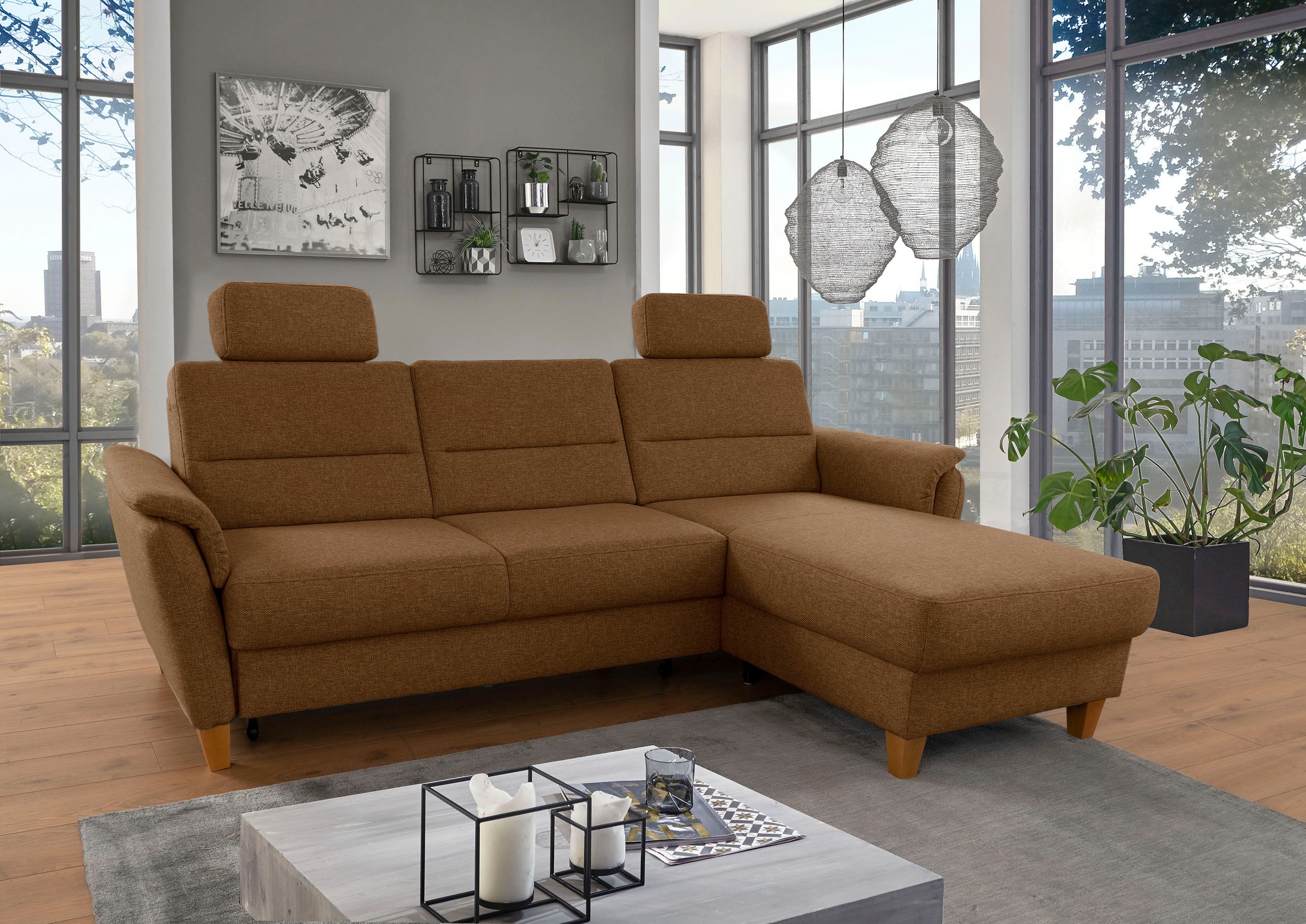 Home affaire Ecksofa "Palmera L-Form, B: 244 cm" optional Bettfunktion & Be günstig online kaufen