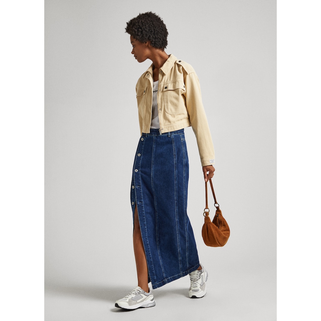 Pepe Jeans Jeansrock »MIDI SKIRT«, mit Knopfleiste und Schlitz