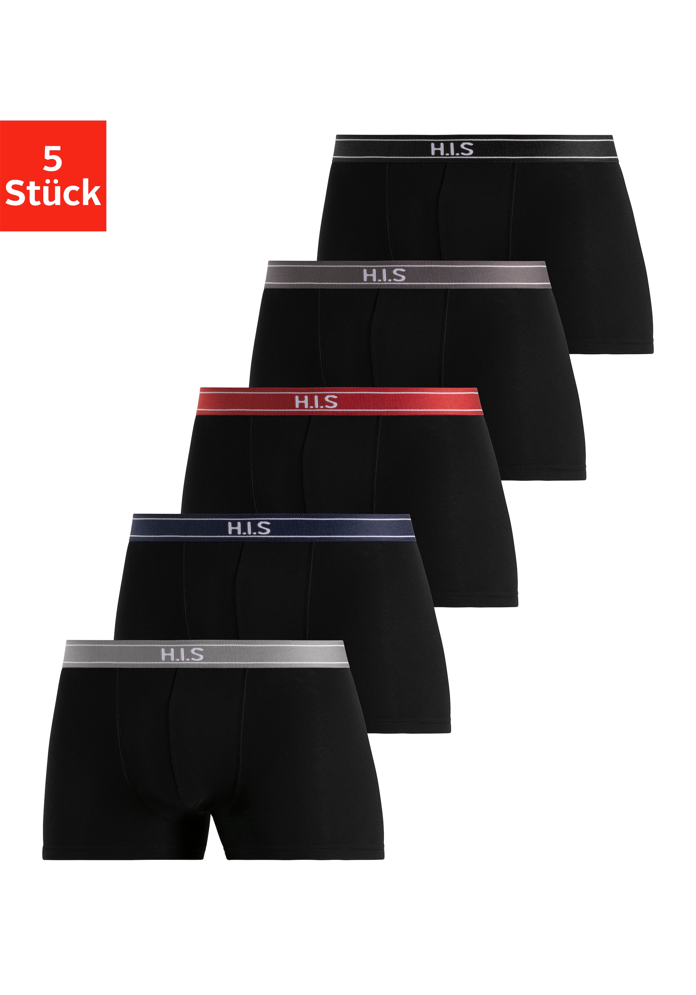 H.I.S Boxer, (Packung, 5 mit im | ▷ für und Bund Steifen Logo BAUR St.)