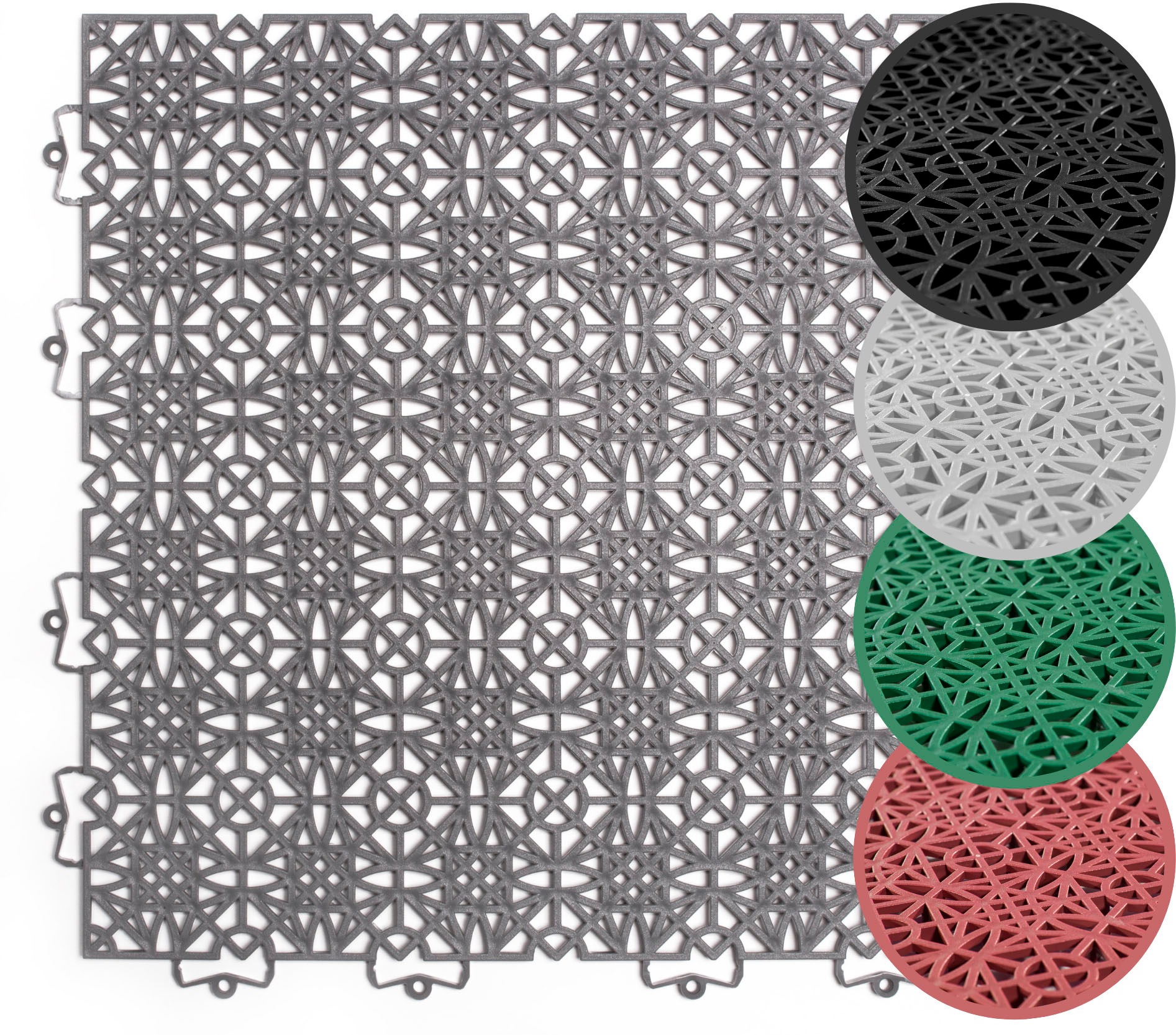 Kunststoff-Fliesen ANDIAMO, B:380mm L:380mm, grau, Polypropylen (PP), Balkon, Hartbodenbeläge, "Terrassenfliesen Terra Sol, Made in Swiss", Outdoor