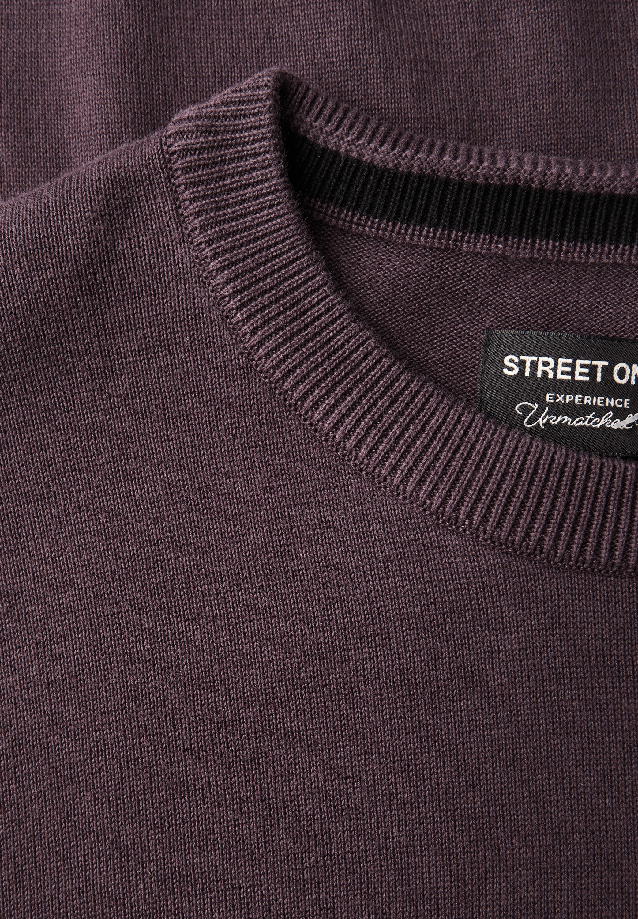 STREET ONE MEN Rundhalspullover, aus reiner Baumwolle