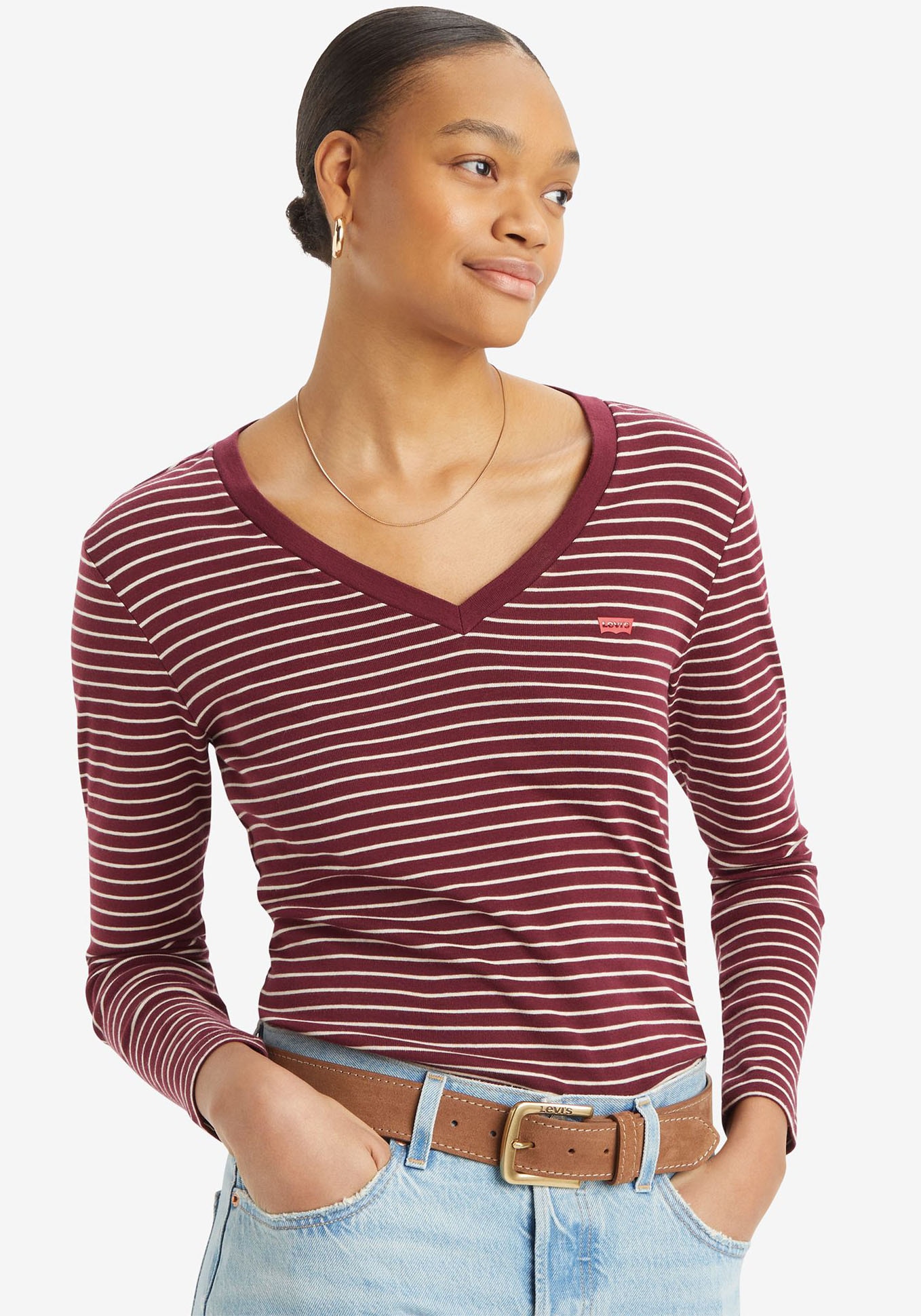 Levi's® Langarmshirt »ESSENTIAL HM LS VNECK«, mit Streifenmuster