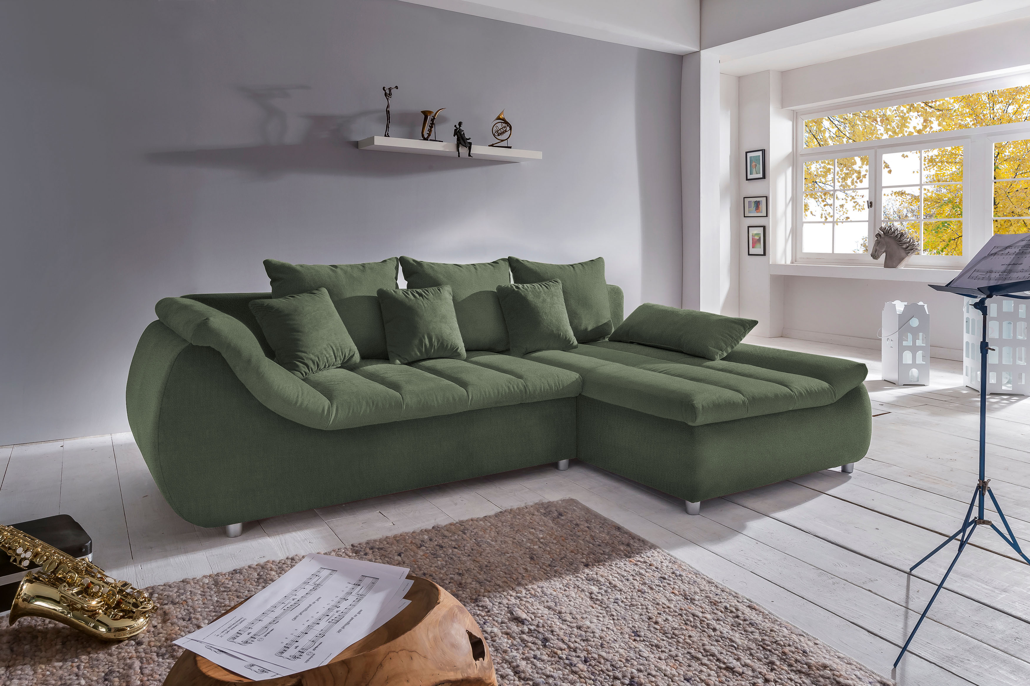 Home affaire Ecksofa "Imola, bequem, aktuelle Steppung im Sitz, L-Form, Breite 270cm" wahlweise mit Bettfunktion