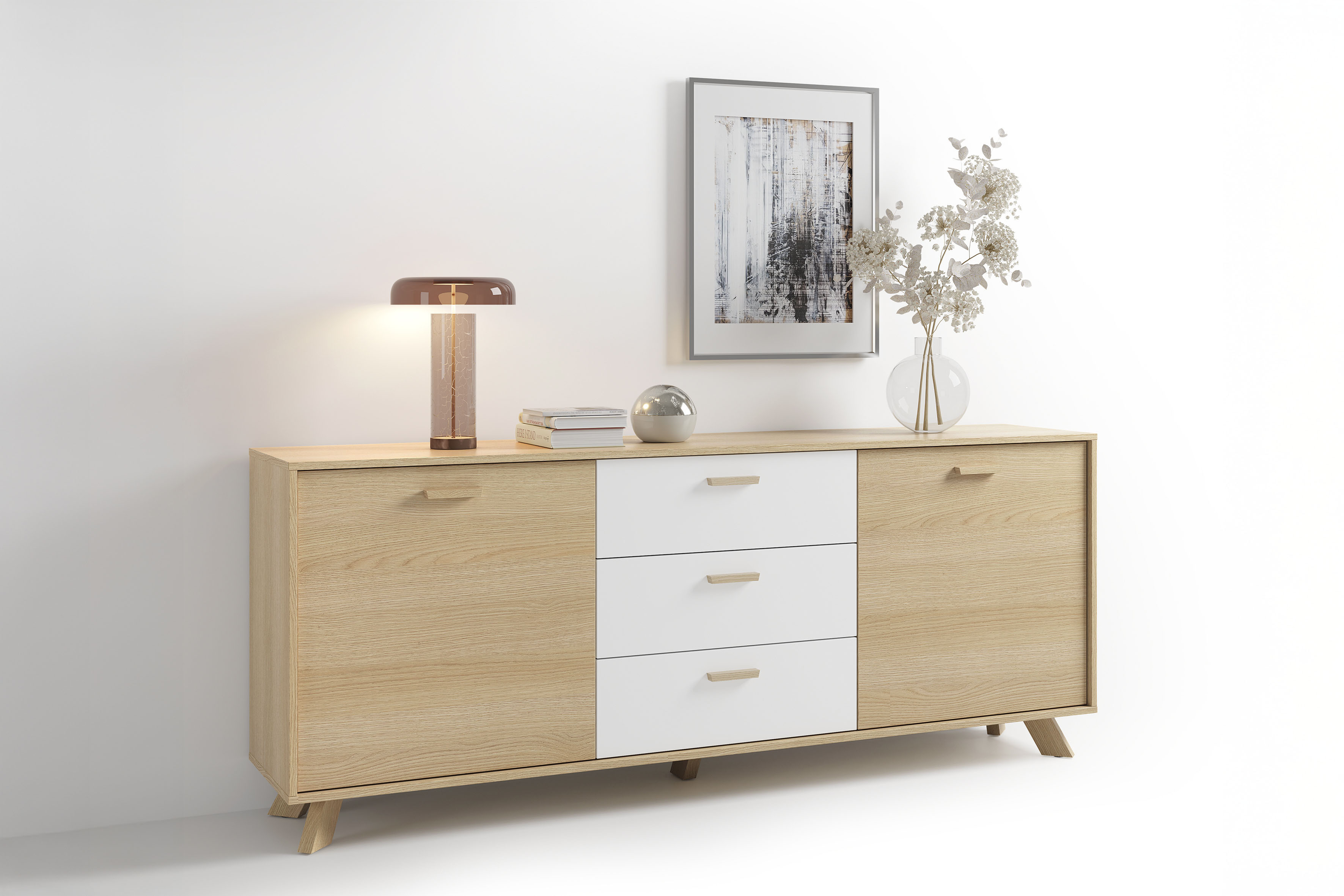byLIVING Sideboard "Bastian" 1 Stk. tlg. mit massiven Holzfüßen und Griffen günstig online kaufen