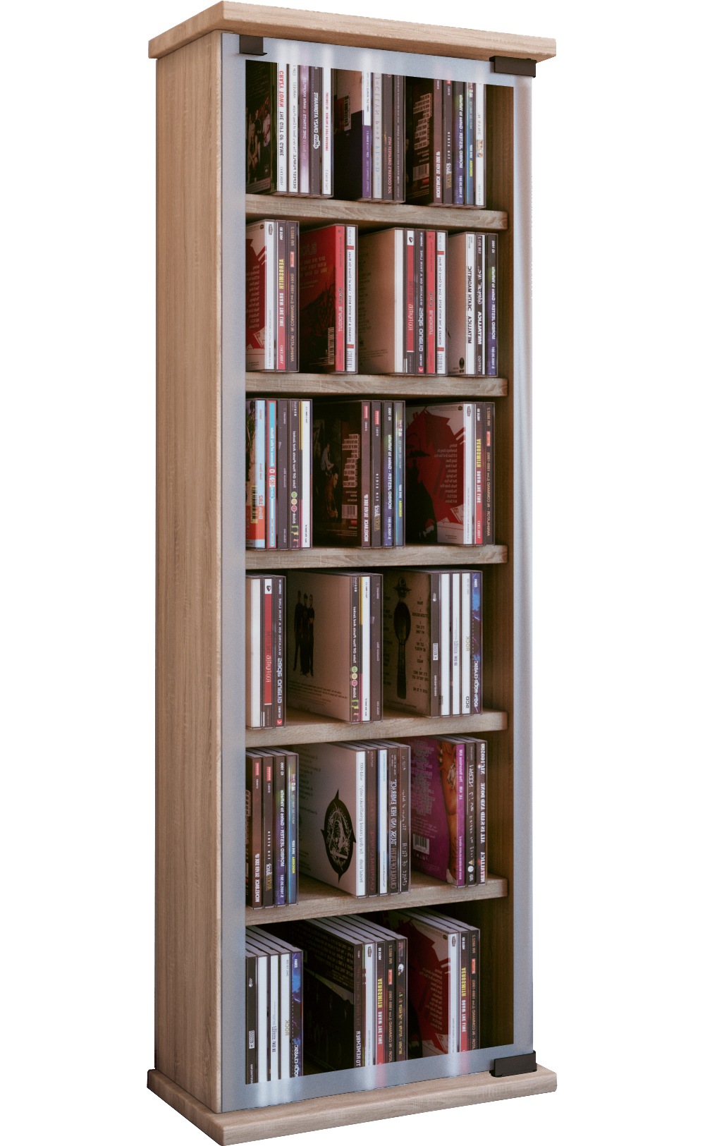 Media-Regal VCMsonoma, eiche (sägerau), Regale, "Holz CD DVD Stand Regal Schrank Classic Glastür"