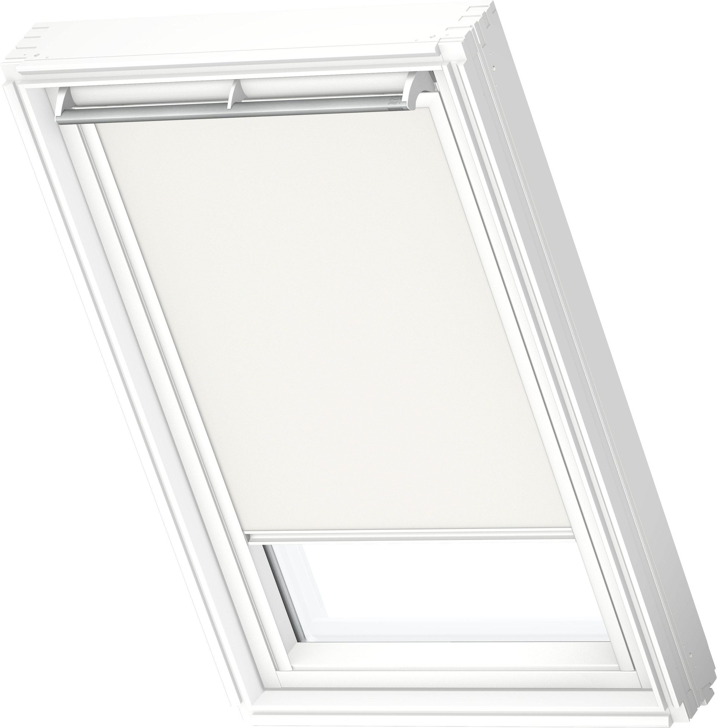 VELUX Verdunklungsrollo "DKL 1025SWL", U08, stufenlos positionierbar, weiß, Rollos, Stoff weiß mit alufarbenen Führungsschienen & Griffleiste