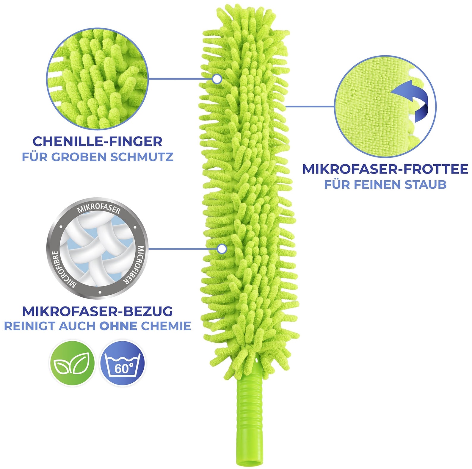 Thumbnail - Maximex Staubwedel "Teleskop-Staubschwert mit Knickgelenk" magnetisch anziehender Staubwischer, ultraflach, 2-Seiten Bez...