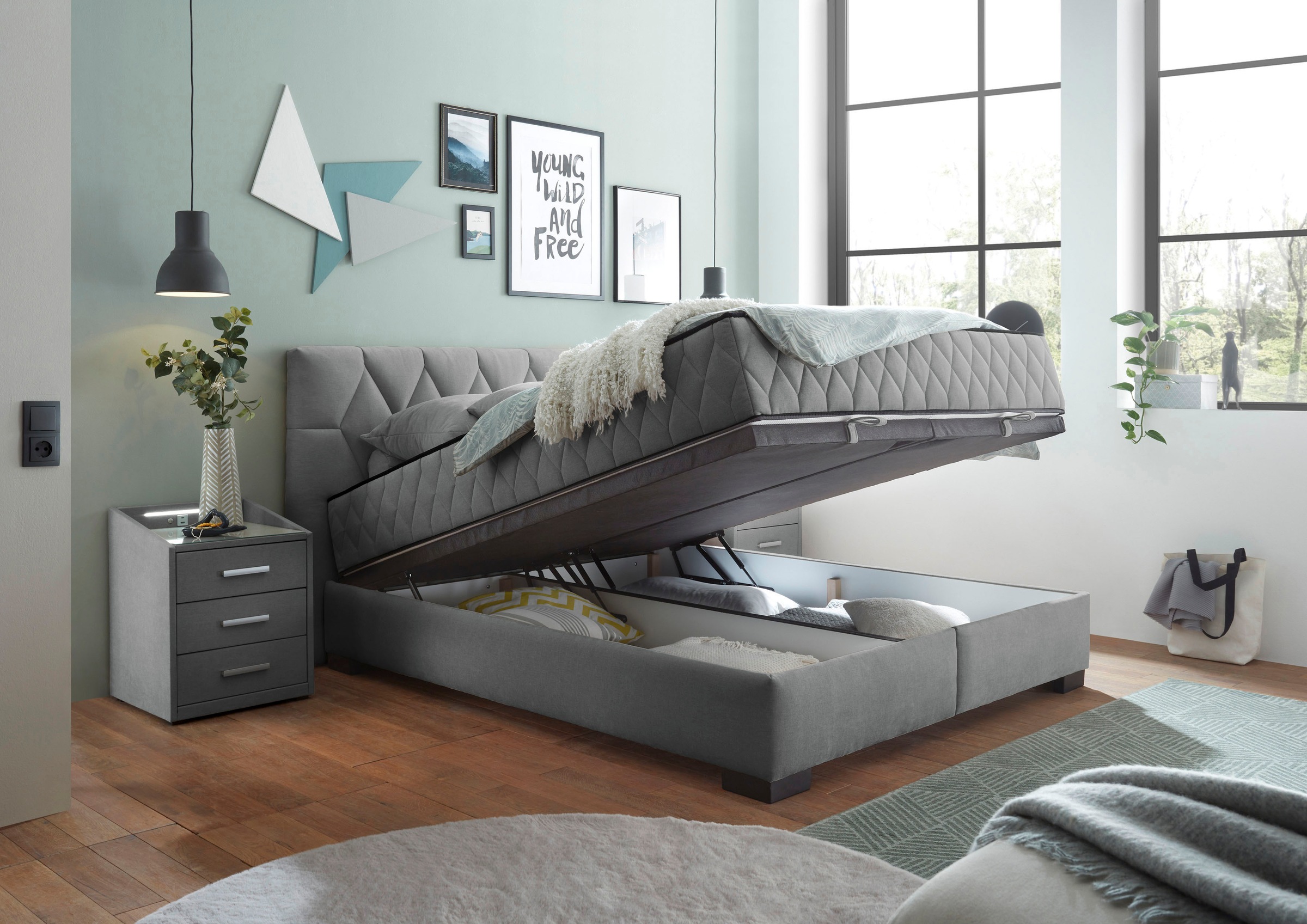 ED EXCITING DESIGN Boxbett »Nagol«, mit Bettkasten, mit Wendematratze, erhältlich in verschiedenen Breiten