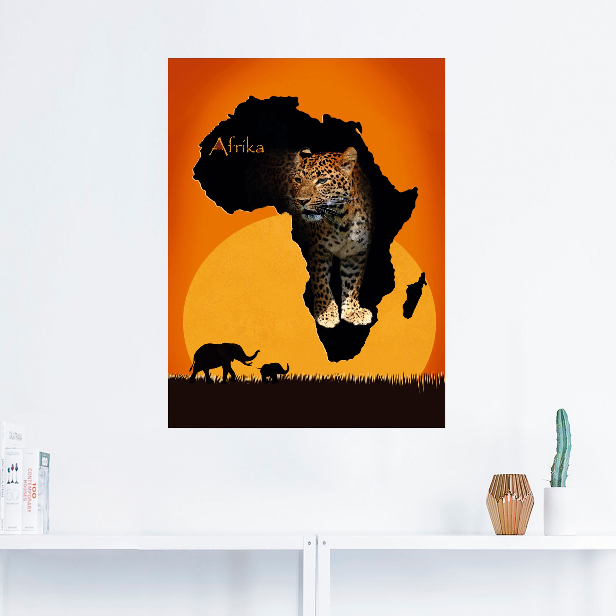 Artland Wandbild "Afrika der schwarze Kontinent", Wildtiere, (1 St.), als L günstig online kaufen