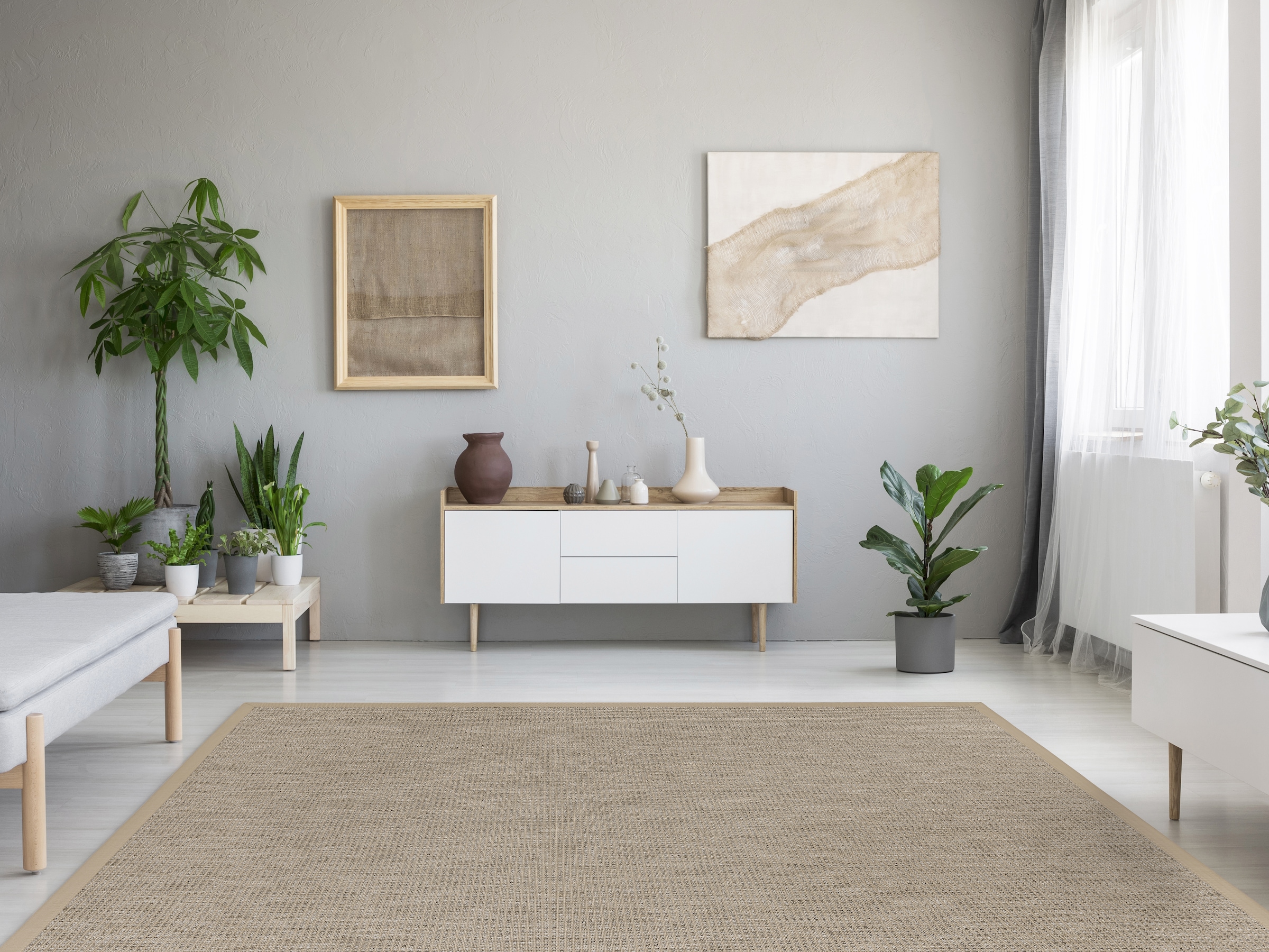 Dekowe Teppich »Basic S2 Rustic«, rechteckig, 10 mm Höhe, meliert, Sisaloptik, mit Bordüre, In- und Outdoor geeignet