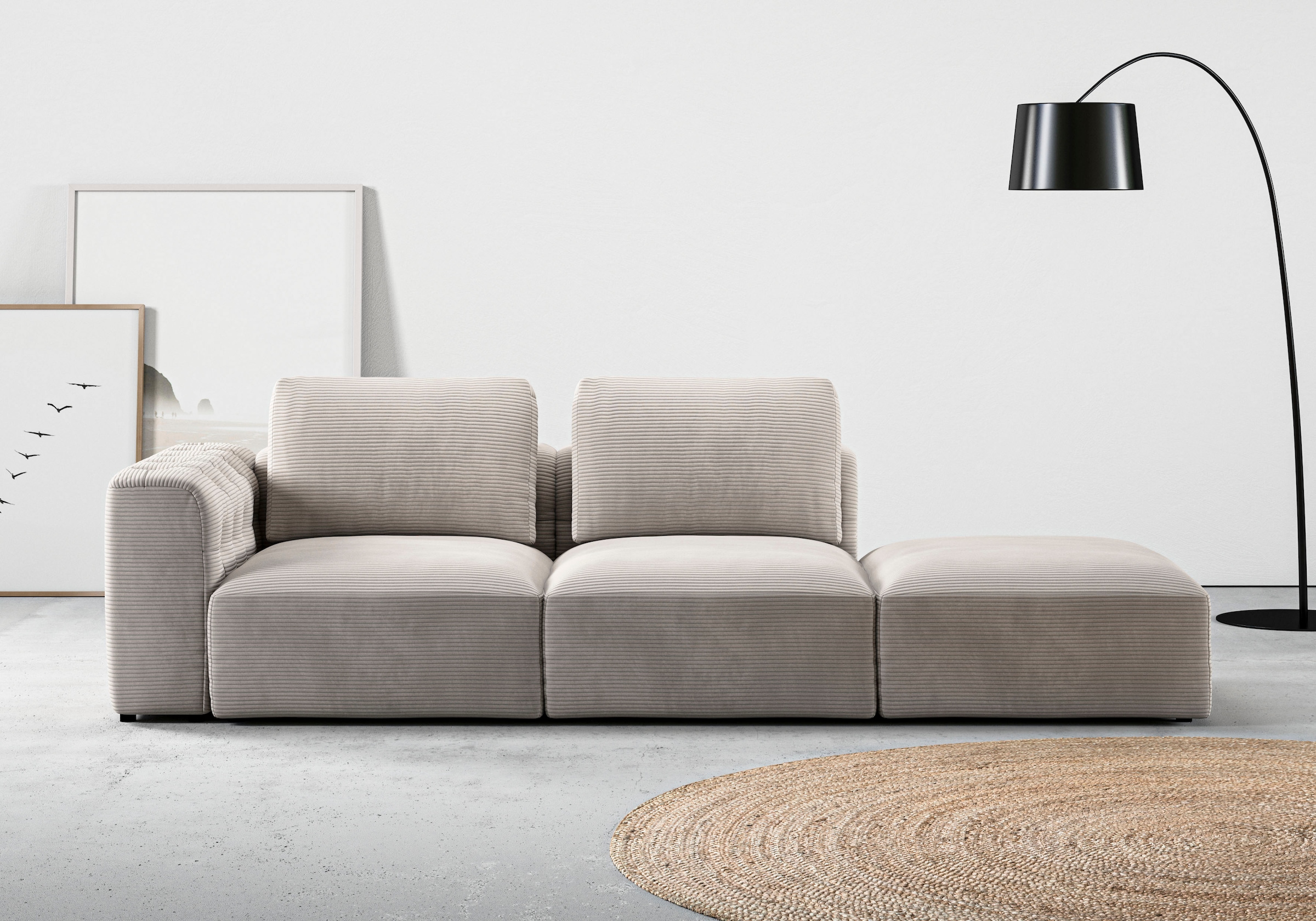 RAUM.ID Chaiselongue »Cushid«, Modul-Sofa, bestehend aus 2-Sitzer und Hocker