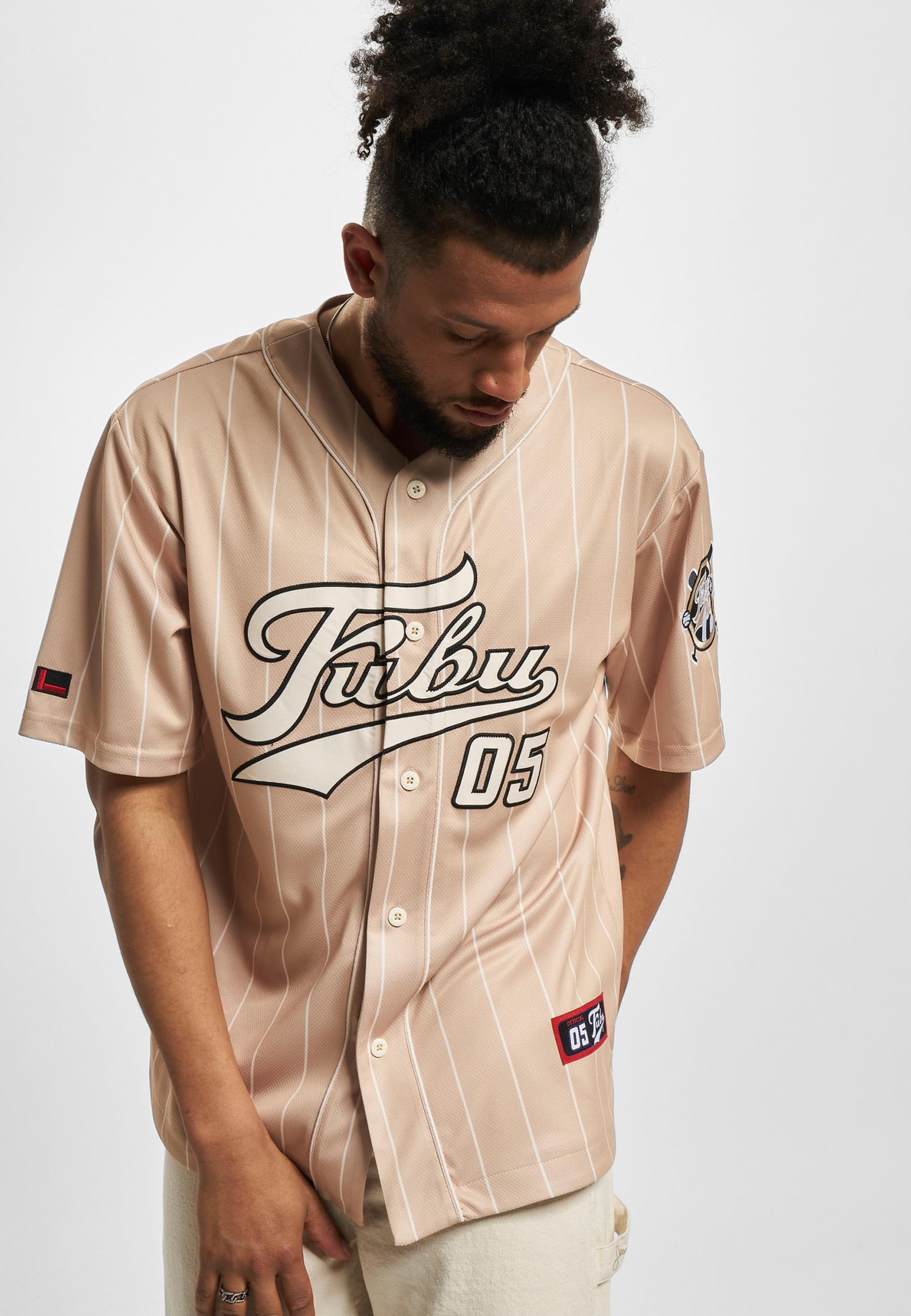 Fubu Langarmhemd »Fubu Herren FM232-003-2 FUBU Varsity Pinstripe Baseball Jersey«, (1 tlg.)