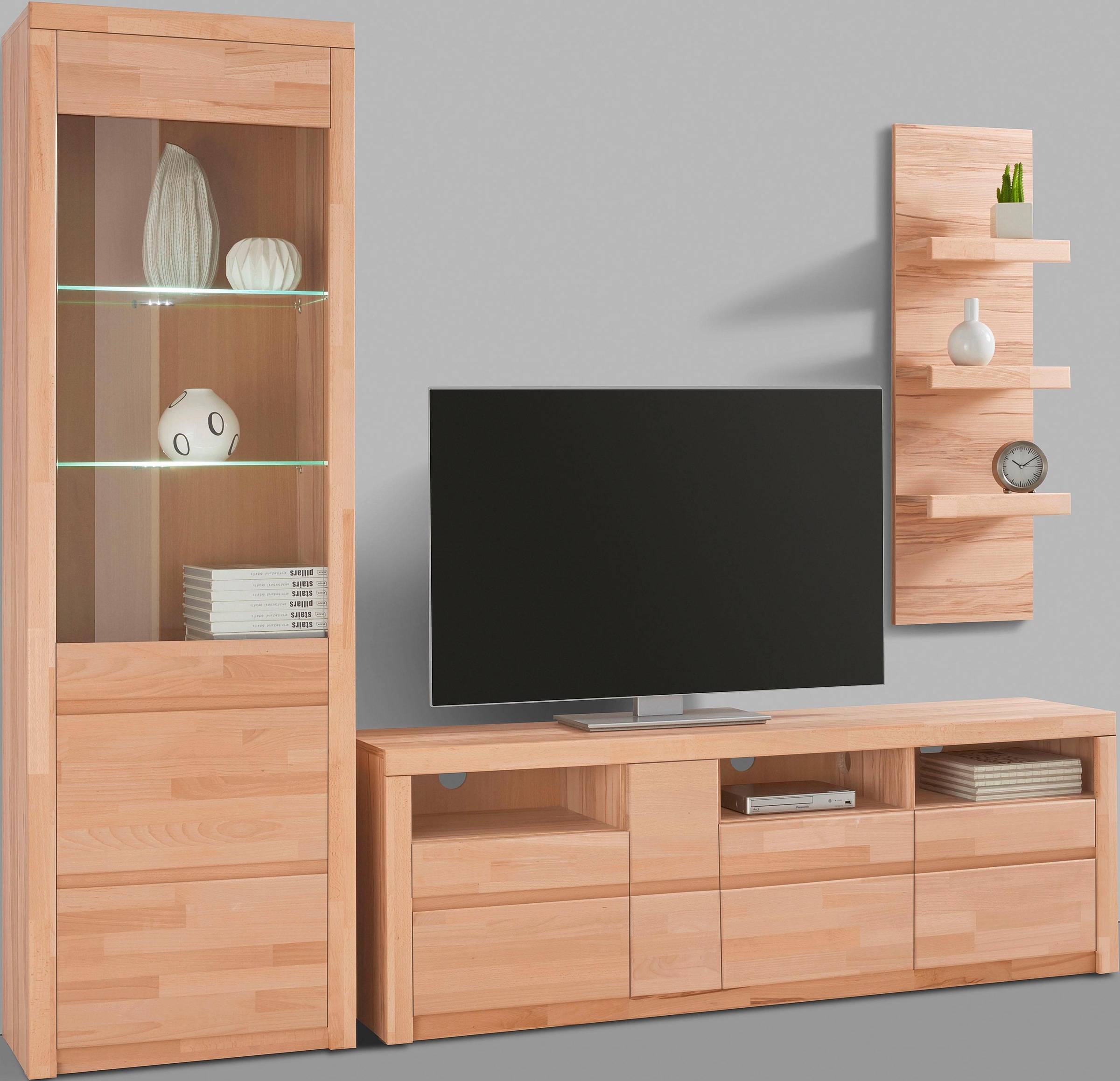 Home affaire Wohnwand "Silkeborg" Set, 3 Stk. tlg. teilmassives Holz günstig online kaufen